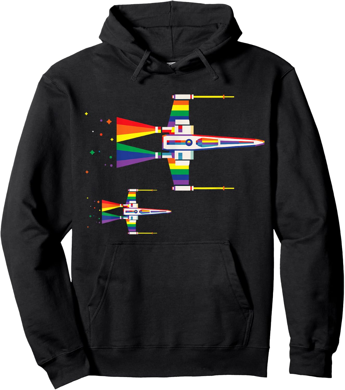 Star Wars X-Wing Starfighter Rainbow Hoodie - Hoodie | Black