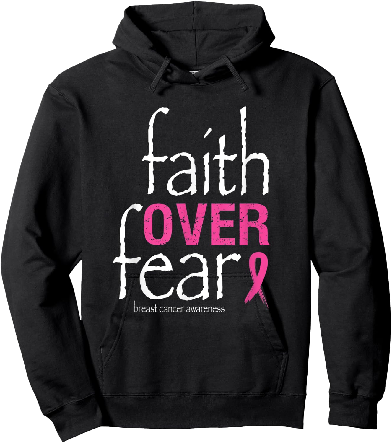 Faith Over Fear Breast Cancer Awareness Month Survivor Hoodie - Hoodie | Black