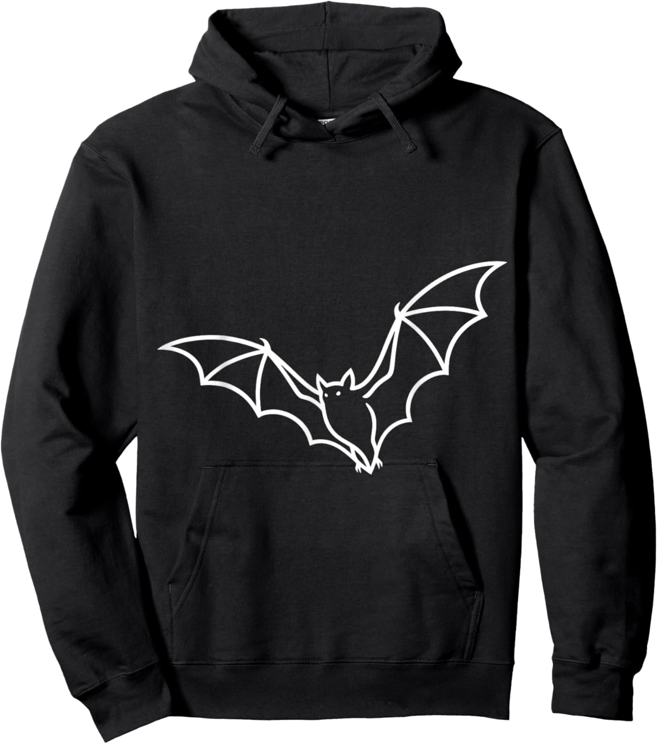 Flying Bat Minimalist Line Art Halloween Gothic Vampire Hoodie - Hoodie | Black