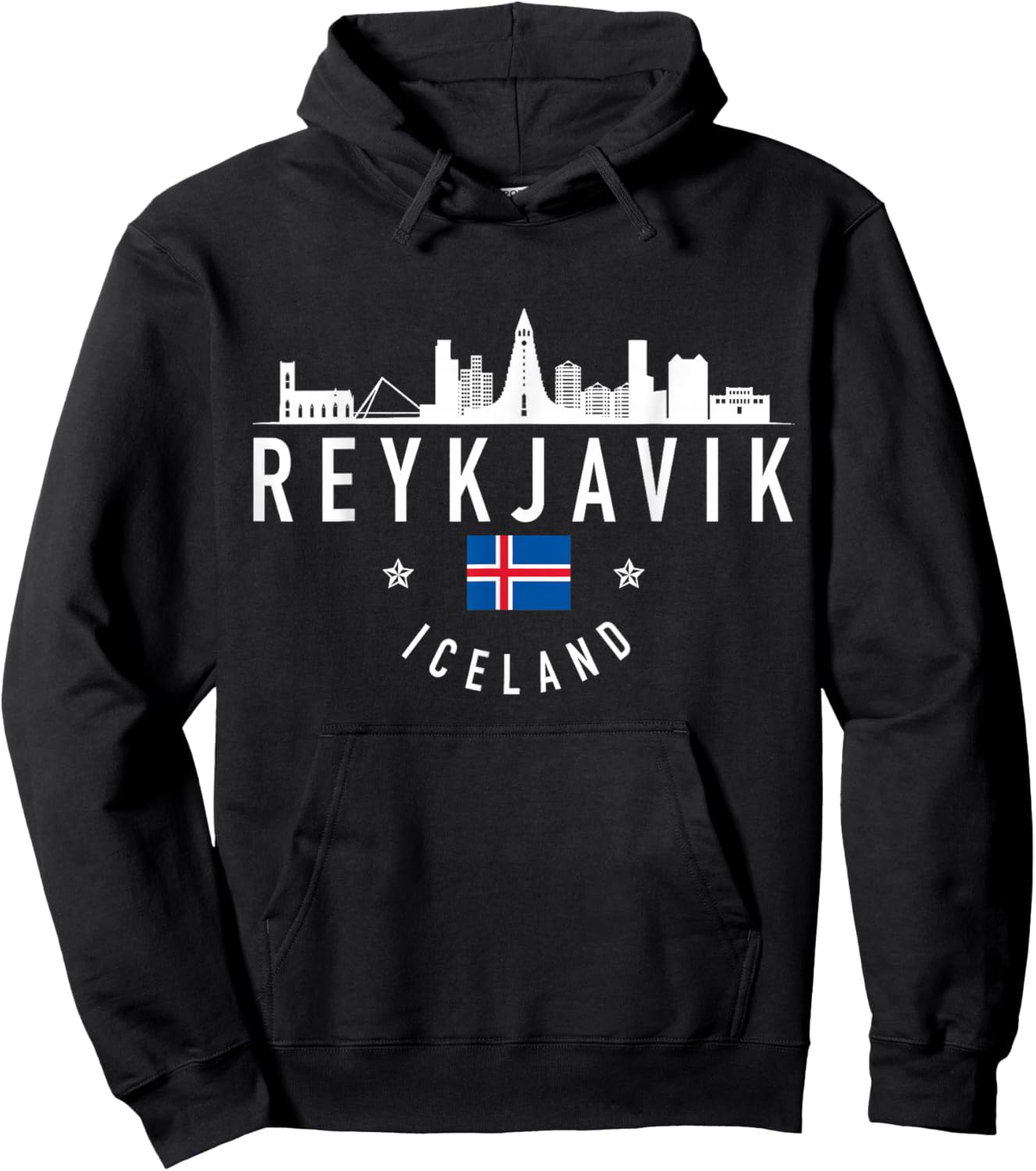 Reykjavik Iceland Skyline Flag Pride Souvenir Hoodie - Hoodie | Black
