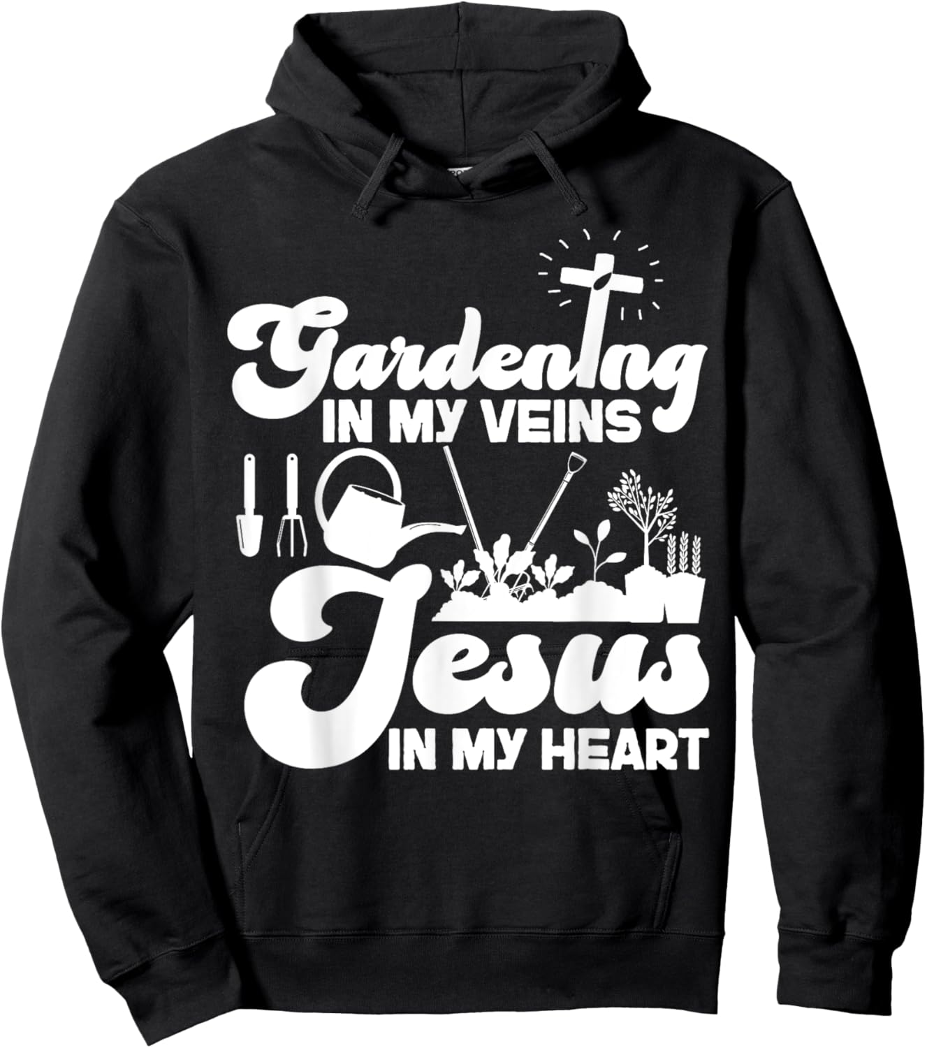 Plant Lover Gardening Jesus Faith Christian Gardening In My Hoodie - Hoodie | Black