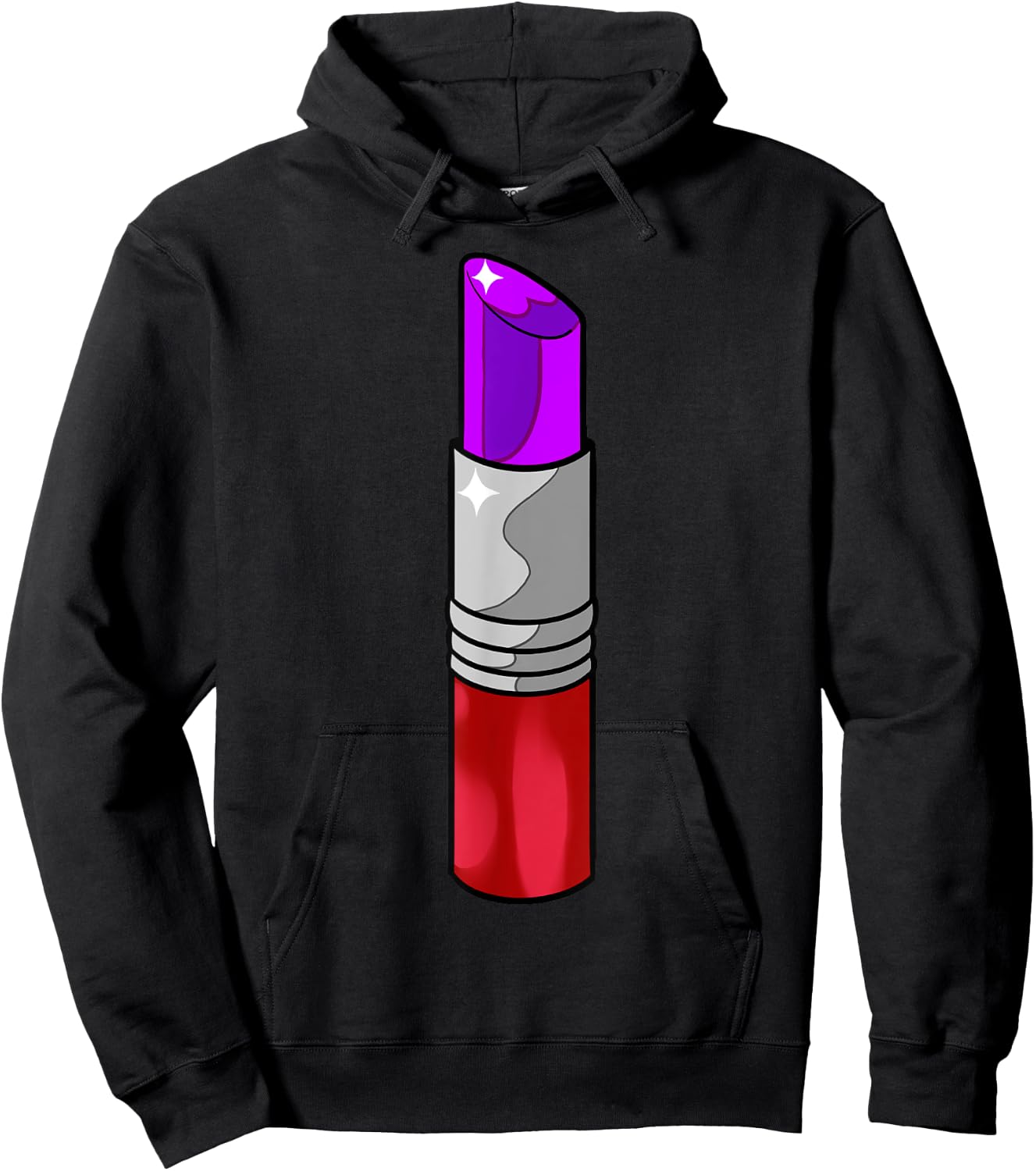 Vintage 70s Retro Purple Lipstick Hoodie - Hoodie | Black