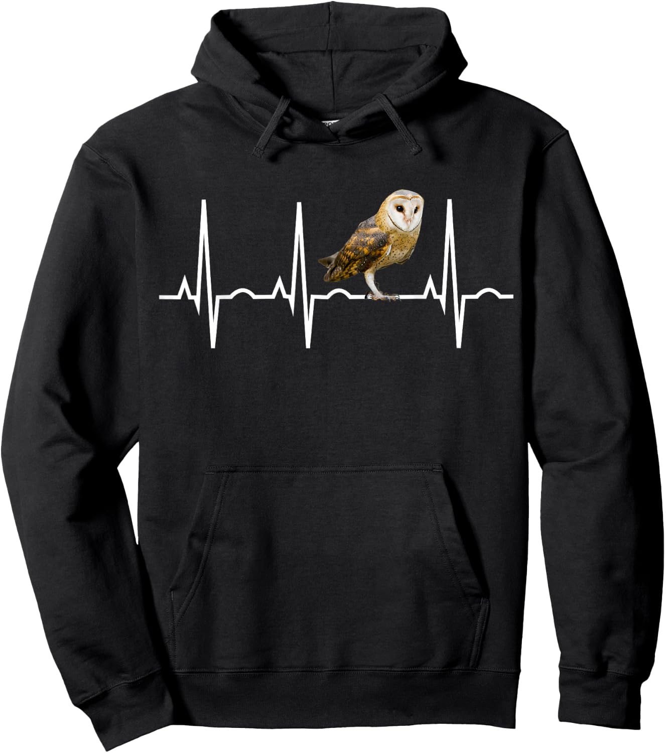 Barn Owl Shirt - Bird of Prey Heartbeat for Birders Hoodie - Hoodie | Black