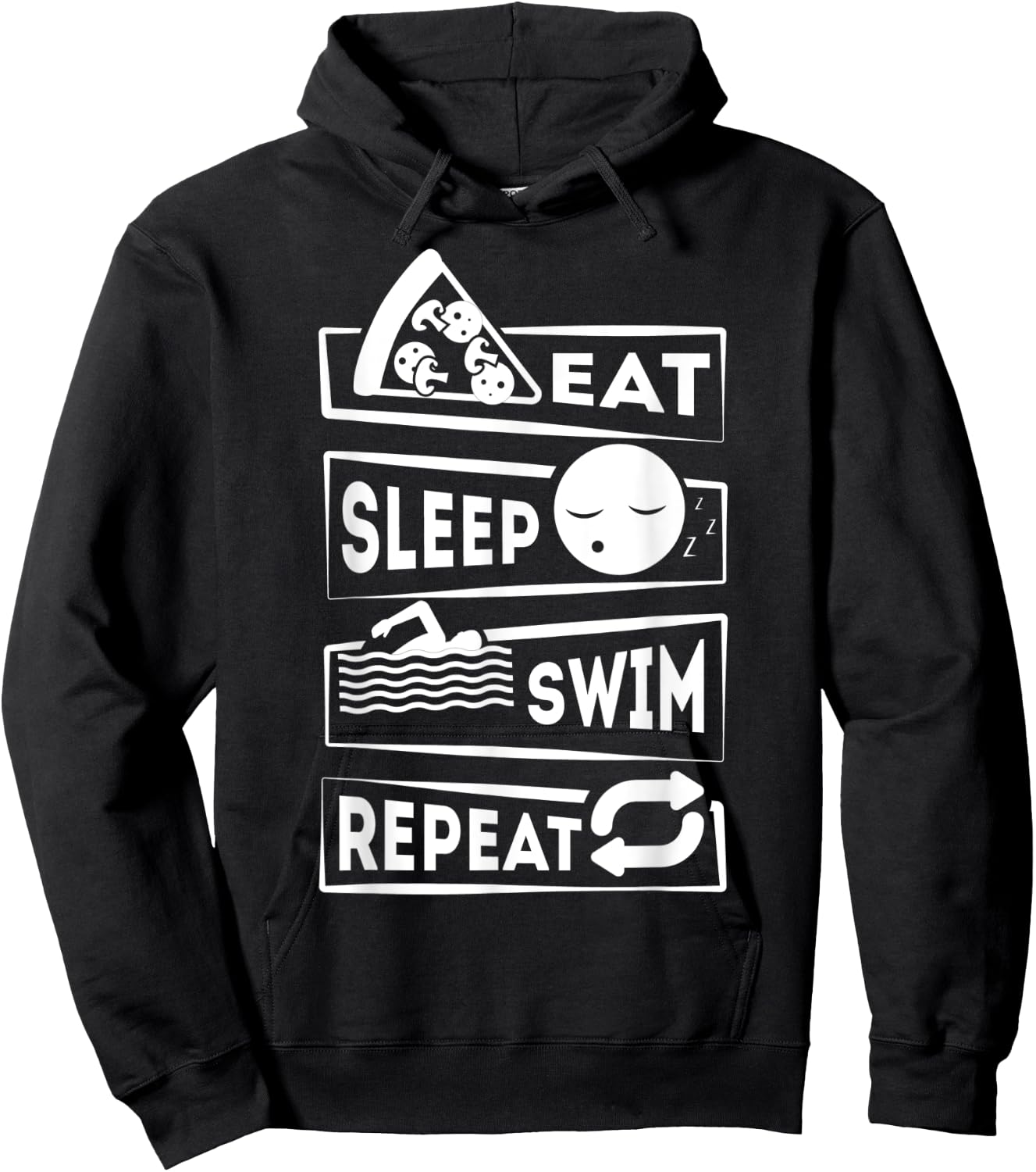 Eat Sleep Swim Repeat Swimming Hoodie - Hoodie | Black