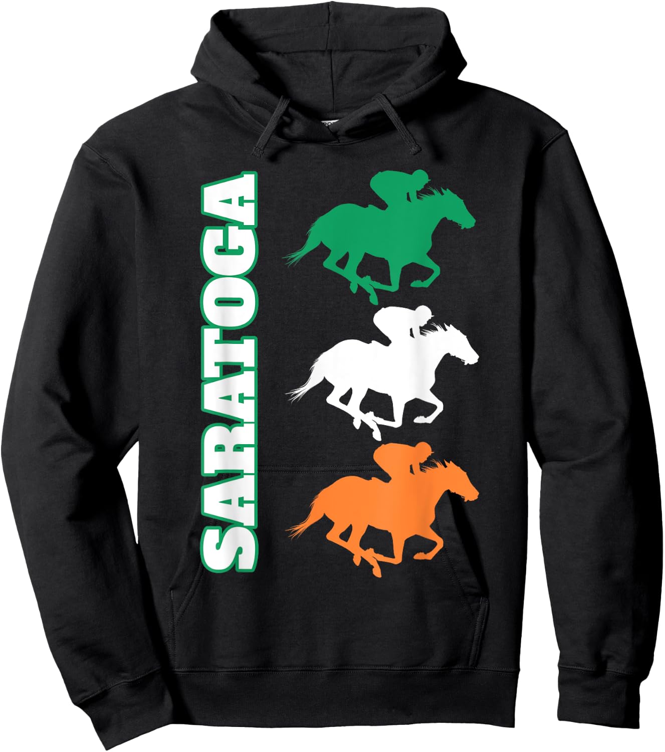 Saratoga Springs Upstate New York Horse Racing Hoodie - Hoodie | Black