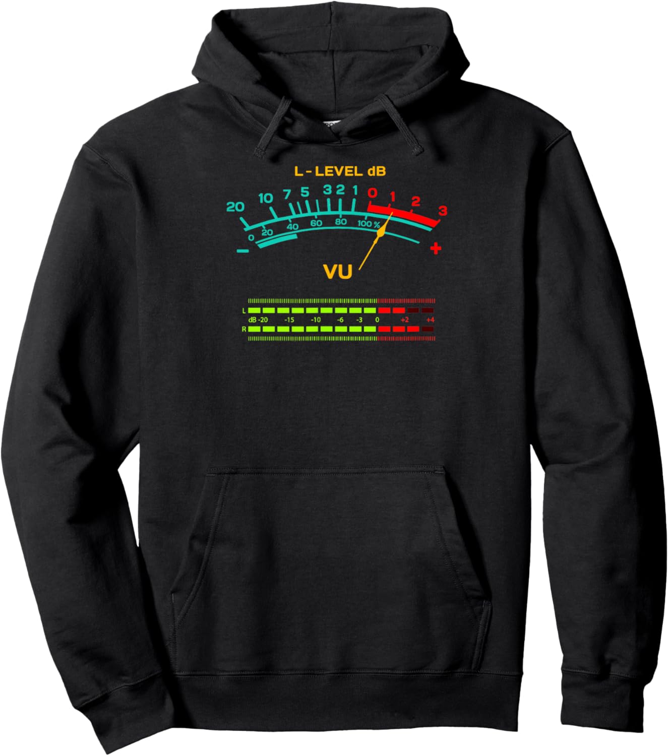 Retro VU Meter Vintage Hi-Fi Audio Stereo Music Sound Hoodie - Hoodie | Black