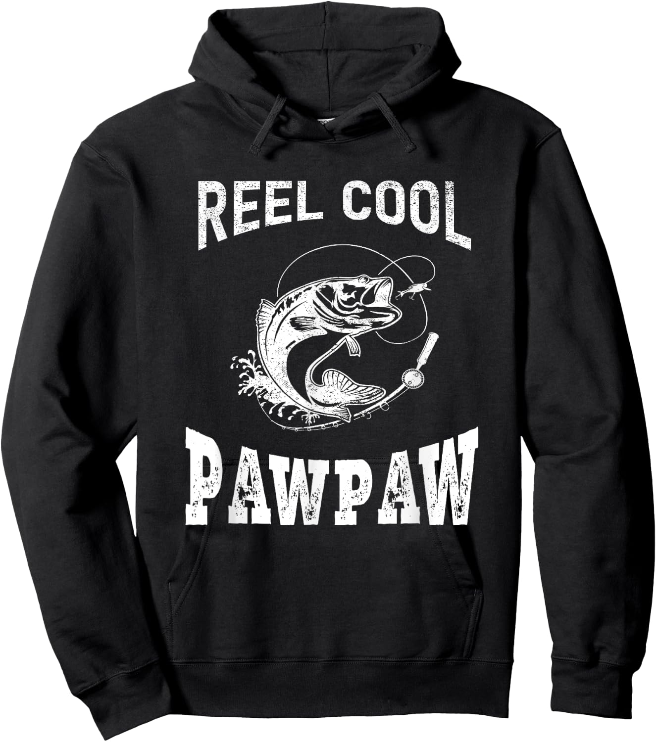 reel cool Pawpaw fisherman grandpa father's day Fishing gift Hoodie - Hoodie | Black