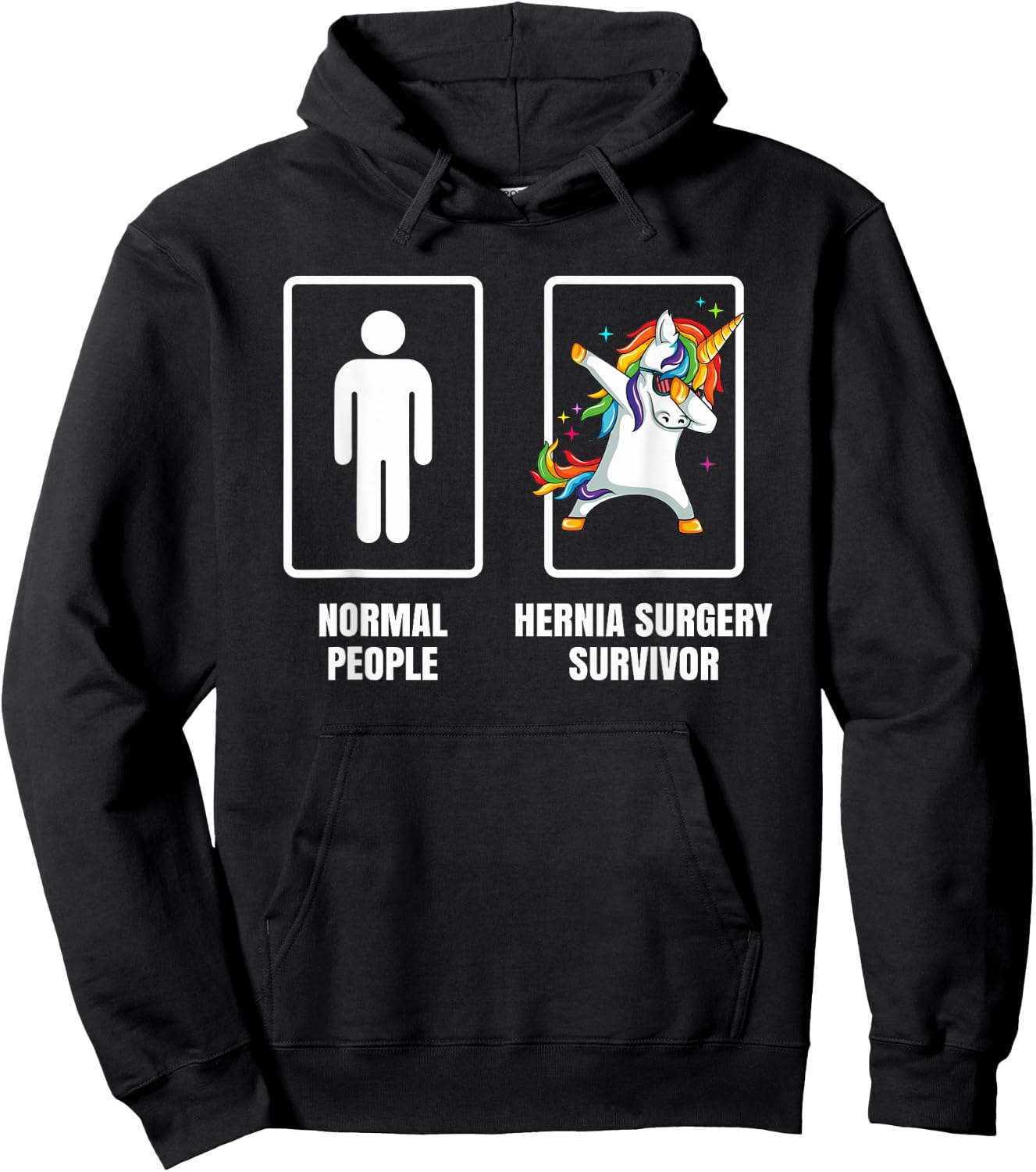 Dabbing Unicorn Hernia Surgery Survivor Recovery Get Well Hoodie - Hoodie | Black