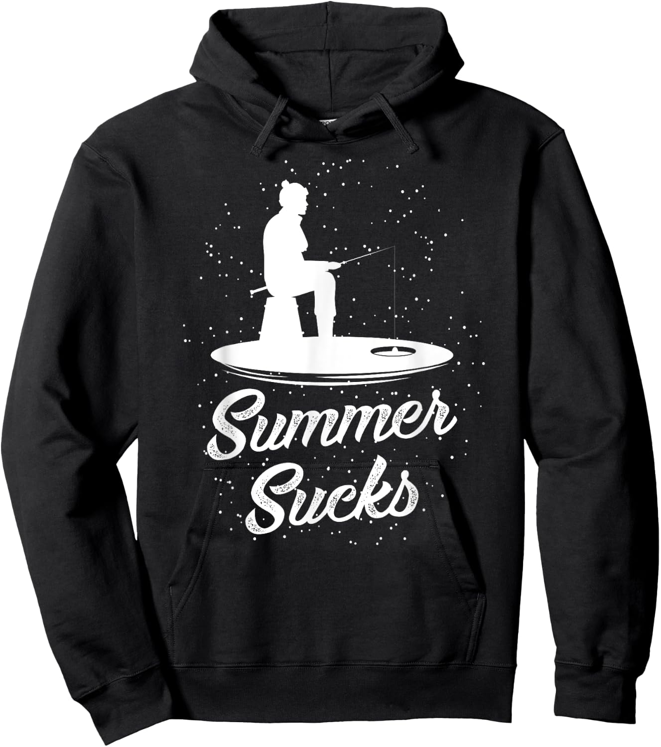 Summer Sucks Funny Ice Fishing Gift Men Women Hoodie - Hoodie | Black