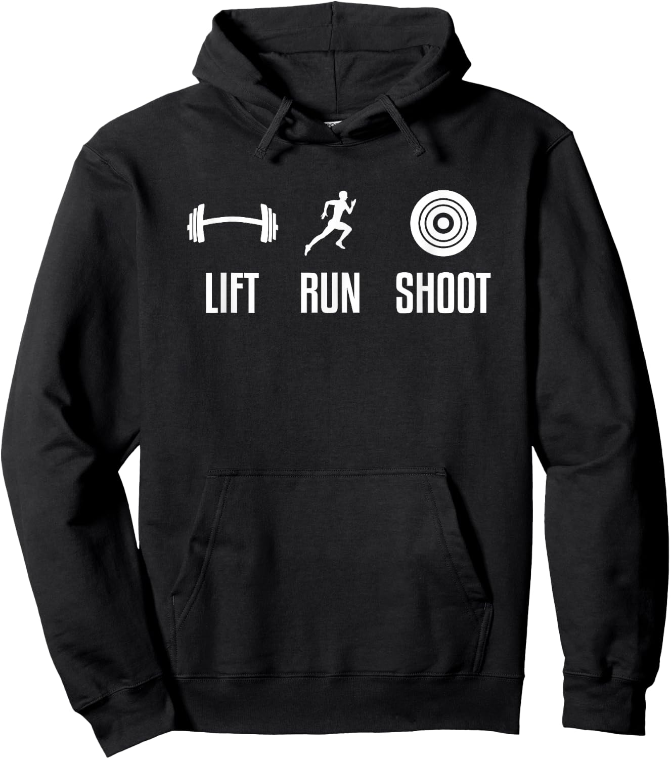 Lift Run Shoot Funny Running Shooting Weightlifting Athlete Hoodie - Hoodie | Black
