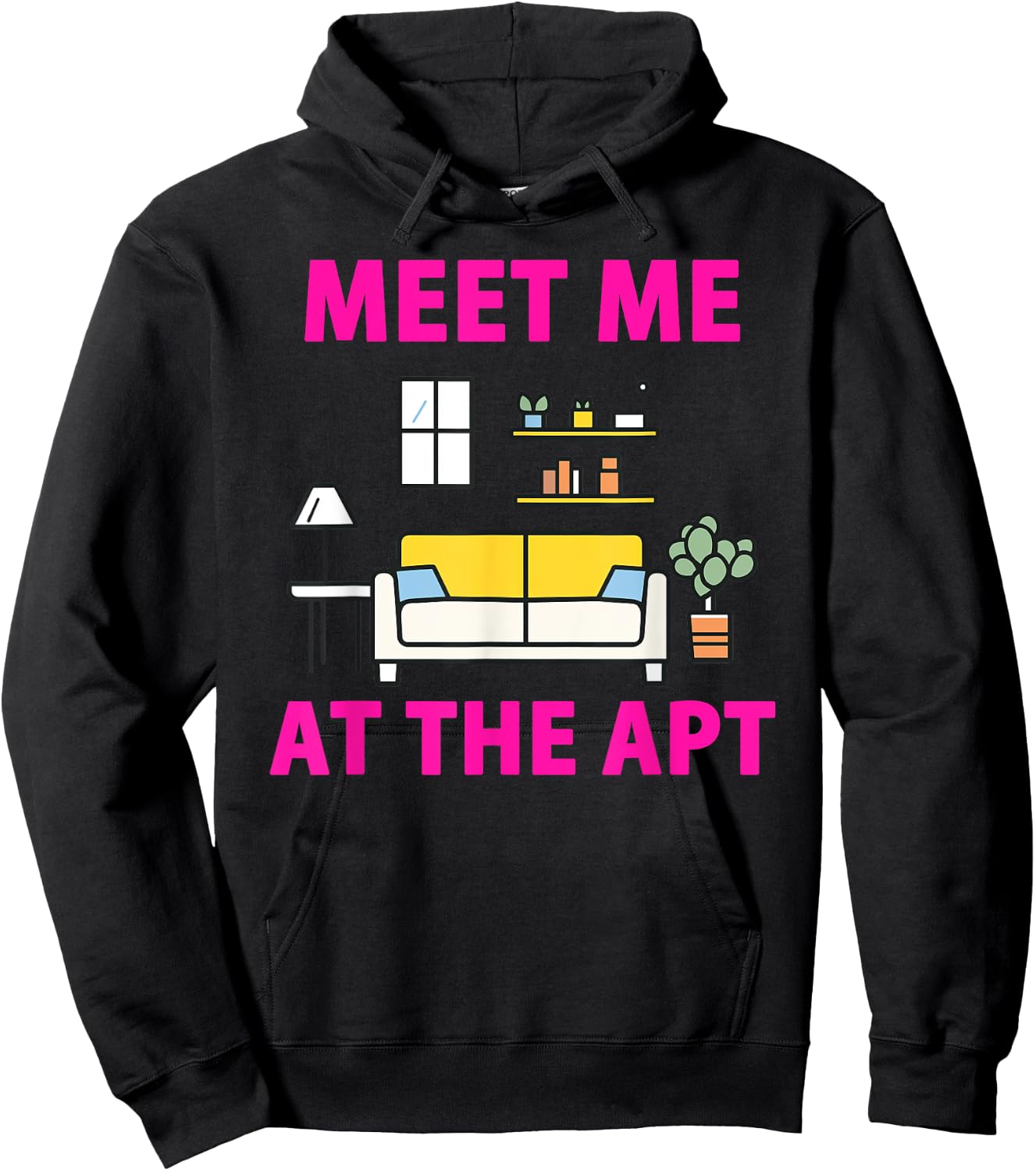 Pink Cozy Vibes - Meet Me at the Apt Hoodie - Hoodie | Black