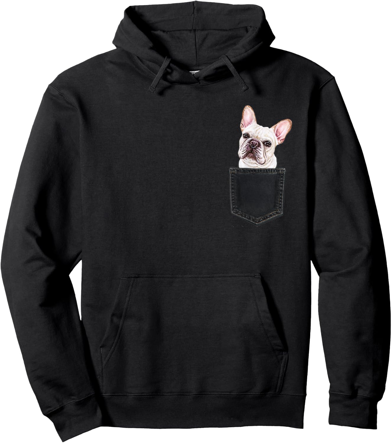 FRENCHIE Dog in Chest Pocket Dog In A Pocket Gift Women Girls Kids Hoodie - Hoodie | Black