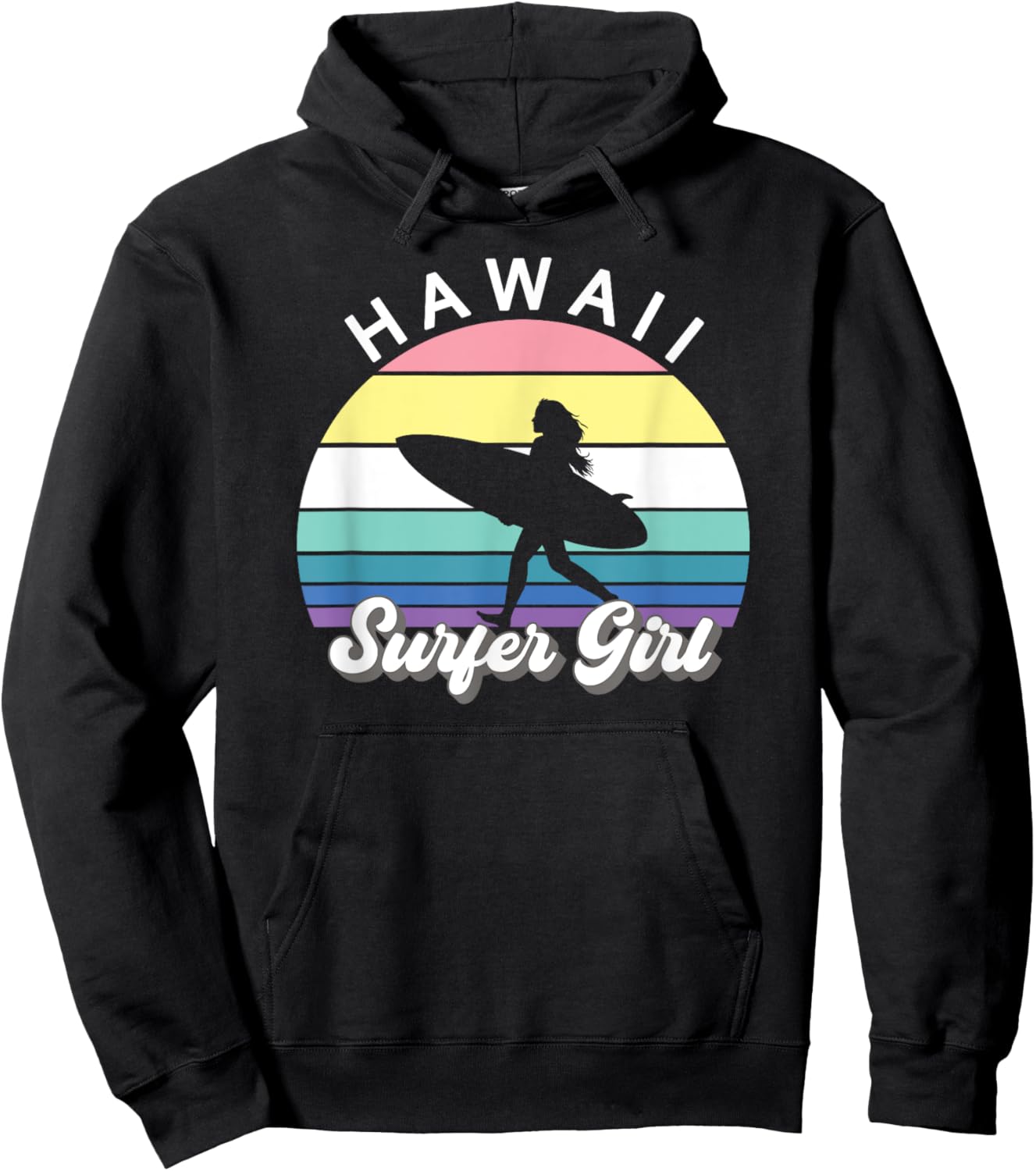 Surfer Girl Hawaii Vintage Hawaiian Surfing Surf Beach Cute Hoodie - Hoodie | Black