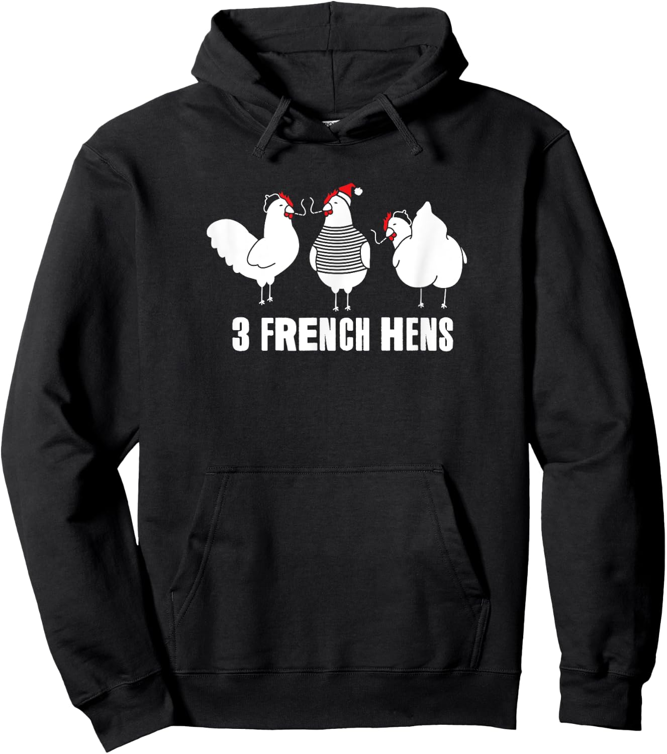 Three French Hens Christmas Hoodie - Hoodie | Black