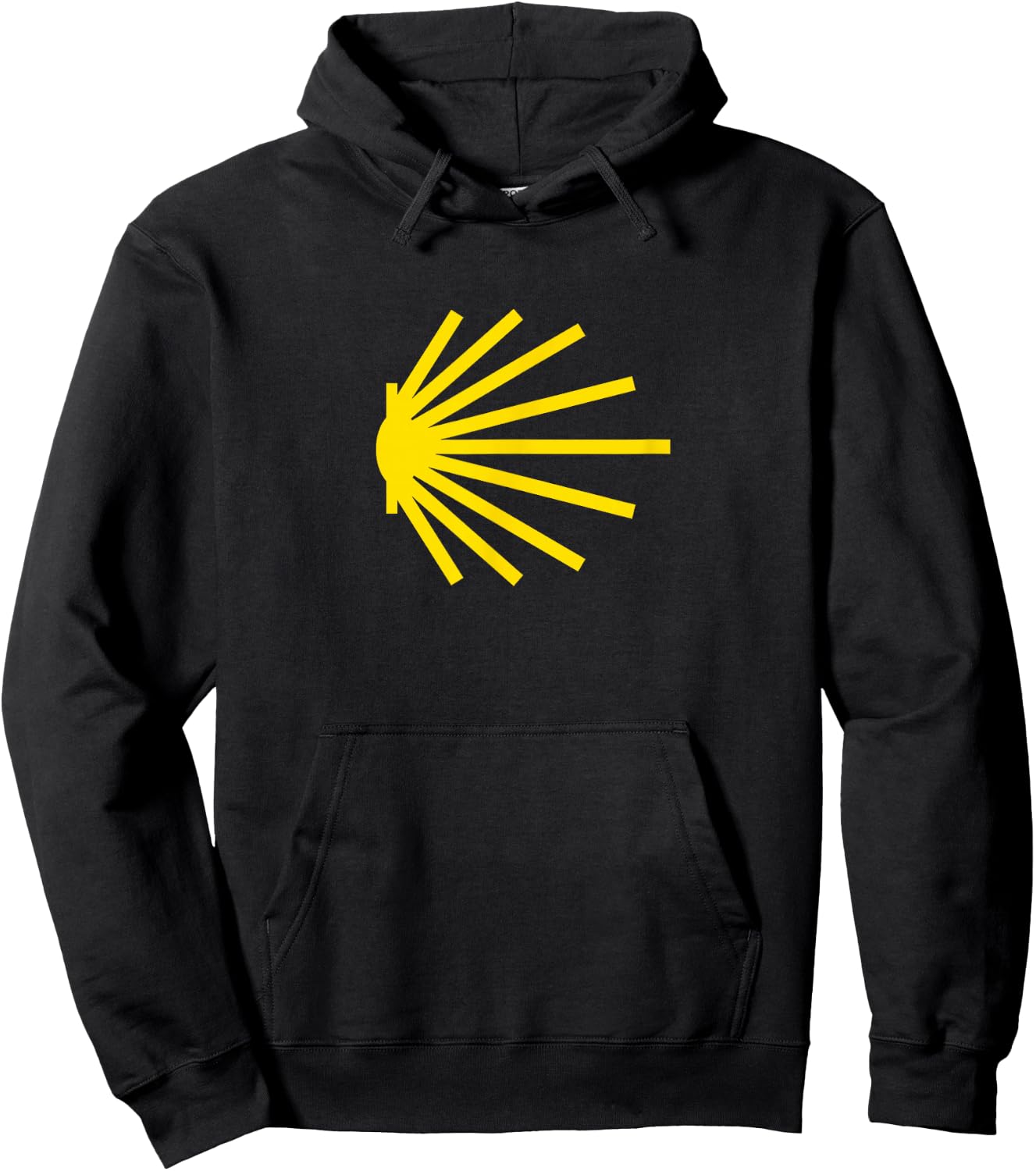 Camino de Santiago Yellow Scallop Shell Trail Symbol Hoodie - Hoodie | Black