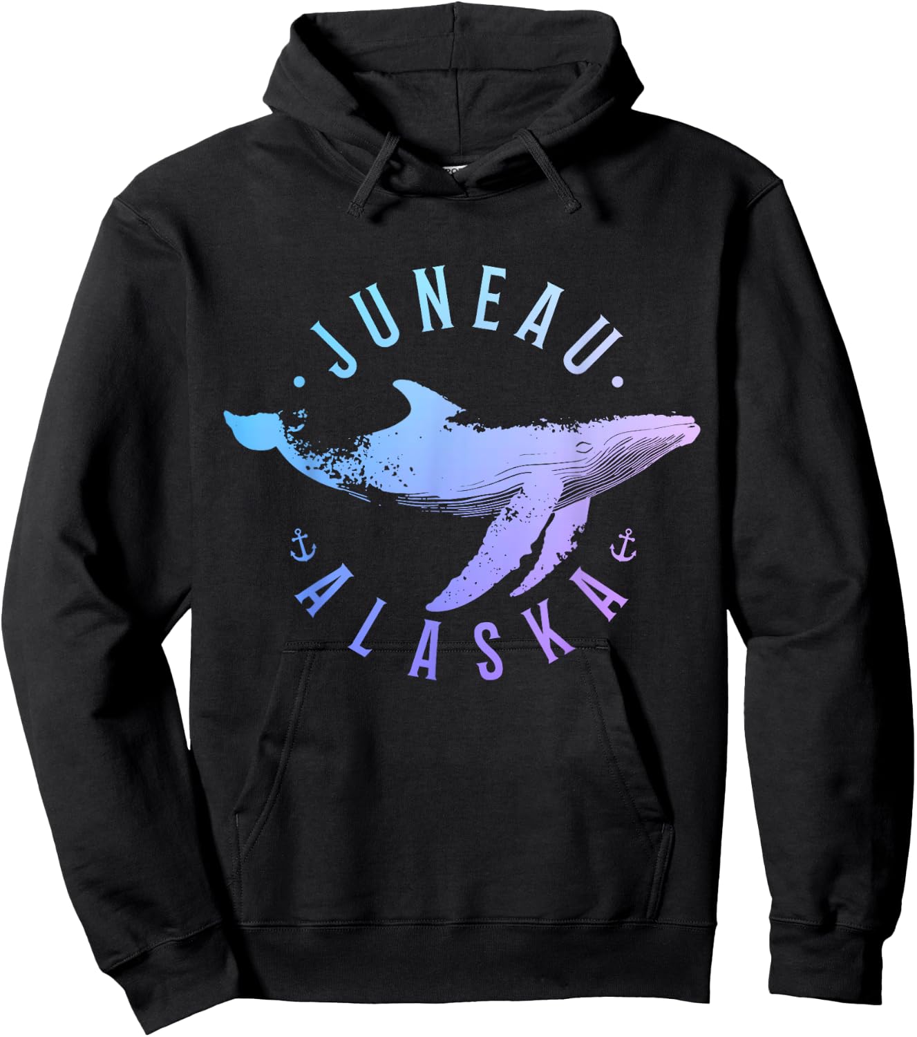 Juneau Alaska Souvenir Whale Ocean Nautical Hoodie - Hoodie | Black