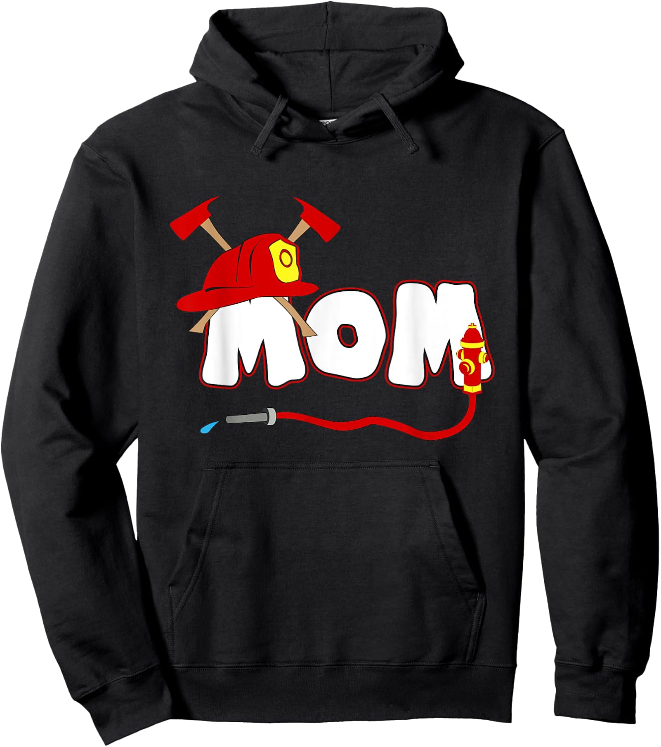 Firefighter Mom Mommy Shirt Fire Department Hydrant Gift Hoodie - Hoodie | Black