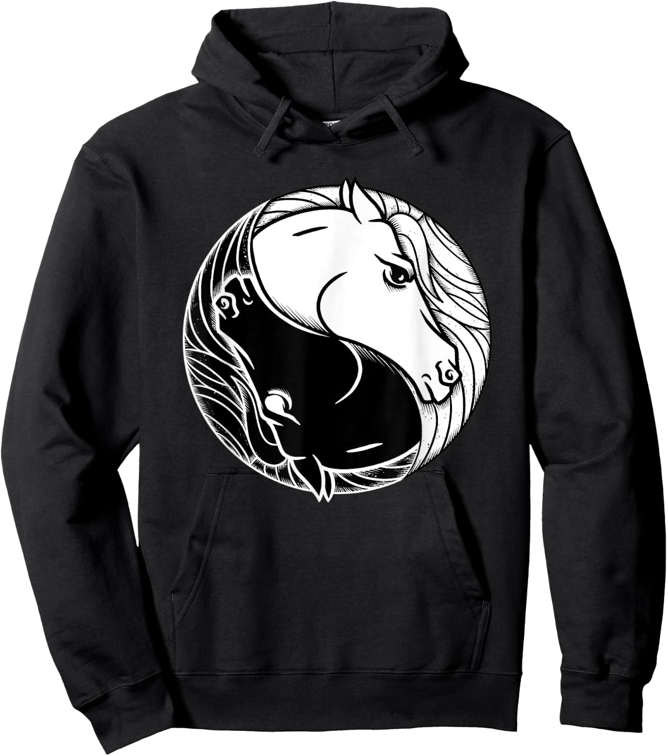 Horse Yin And Yang - Tai Chi Symbol Equine Animal Hoodie - Hoodie | Black