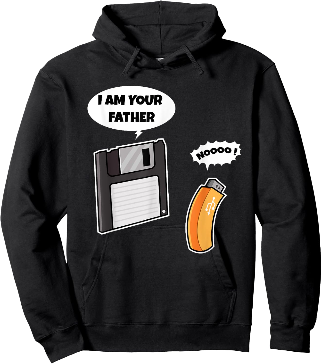Funny Father Floppy Disk and Son USB Flash Drive Nerdy Gift Hoodie - Hoodie | Black