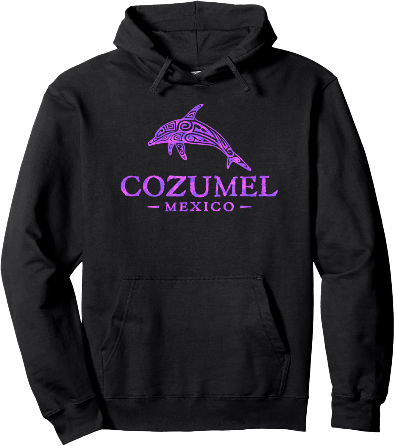 Retro Cozumel Mexico Souvenir Colorful Dolphin Girls Hoodie - Hoodie | Black