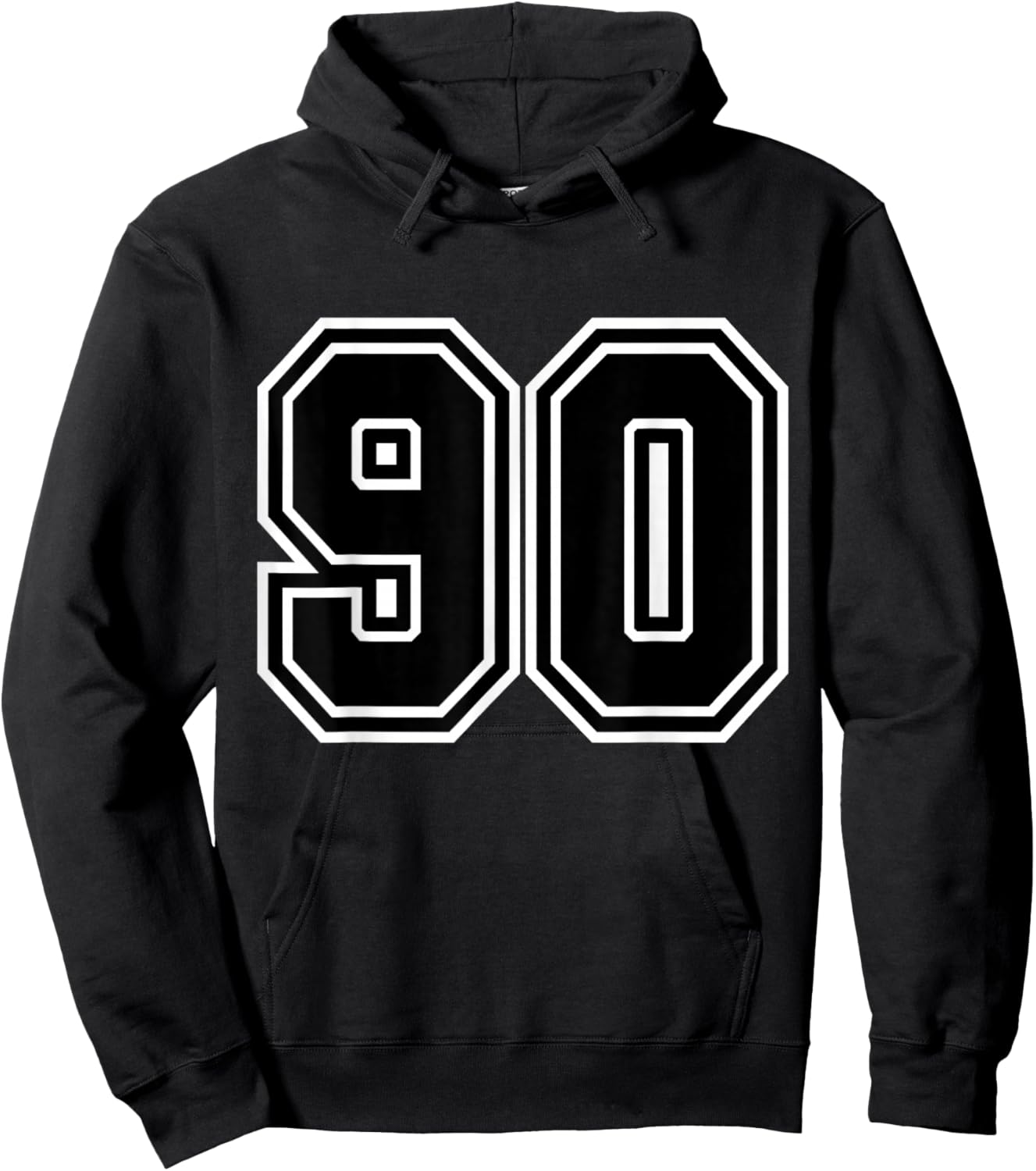 Number 90 White Black Varsity Hoodie - Hoodie | Black