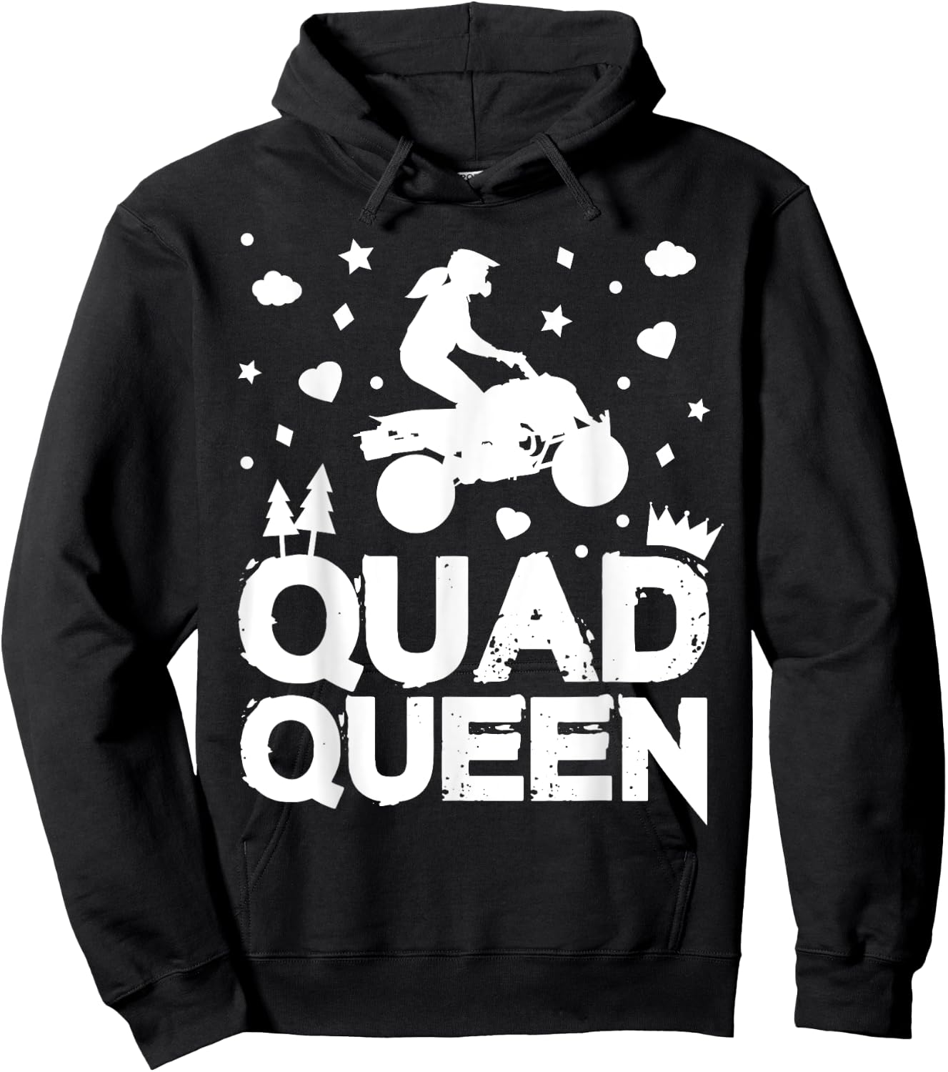 Cute ATV Four Wheeling Quad Queen Girls Offroad Riding Hoodie - Hoodie | Black