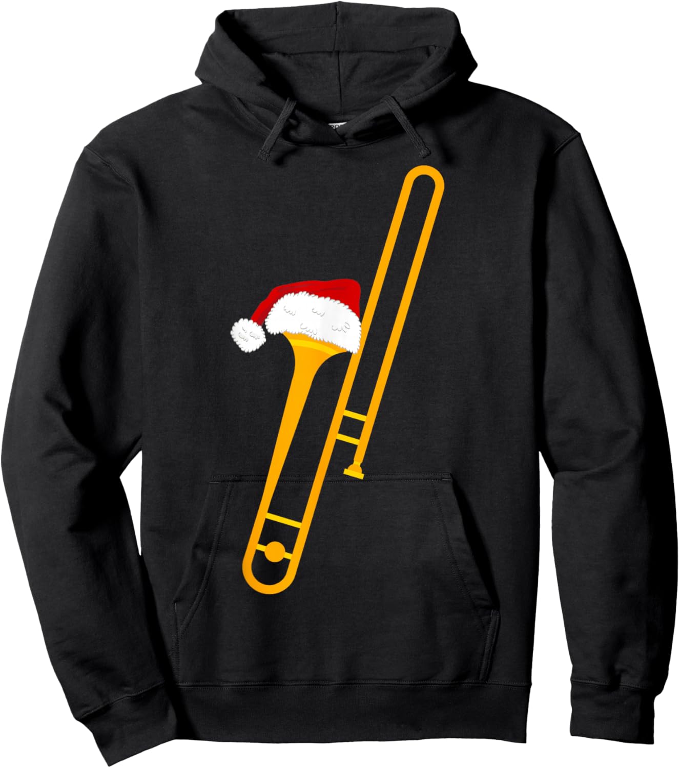 Santa Hat And Trombone Cool Christmas Novelty Hoodie - Hoodie | Black