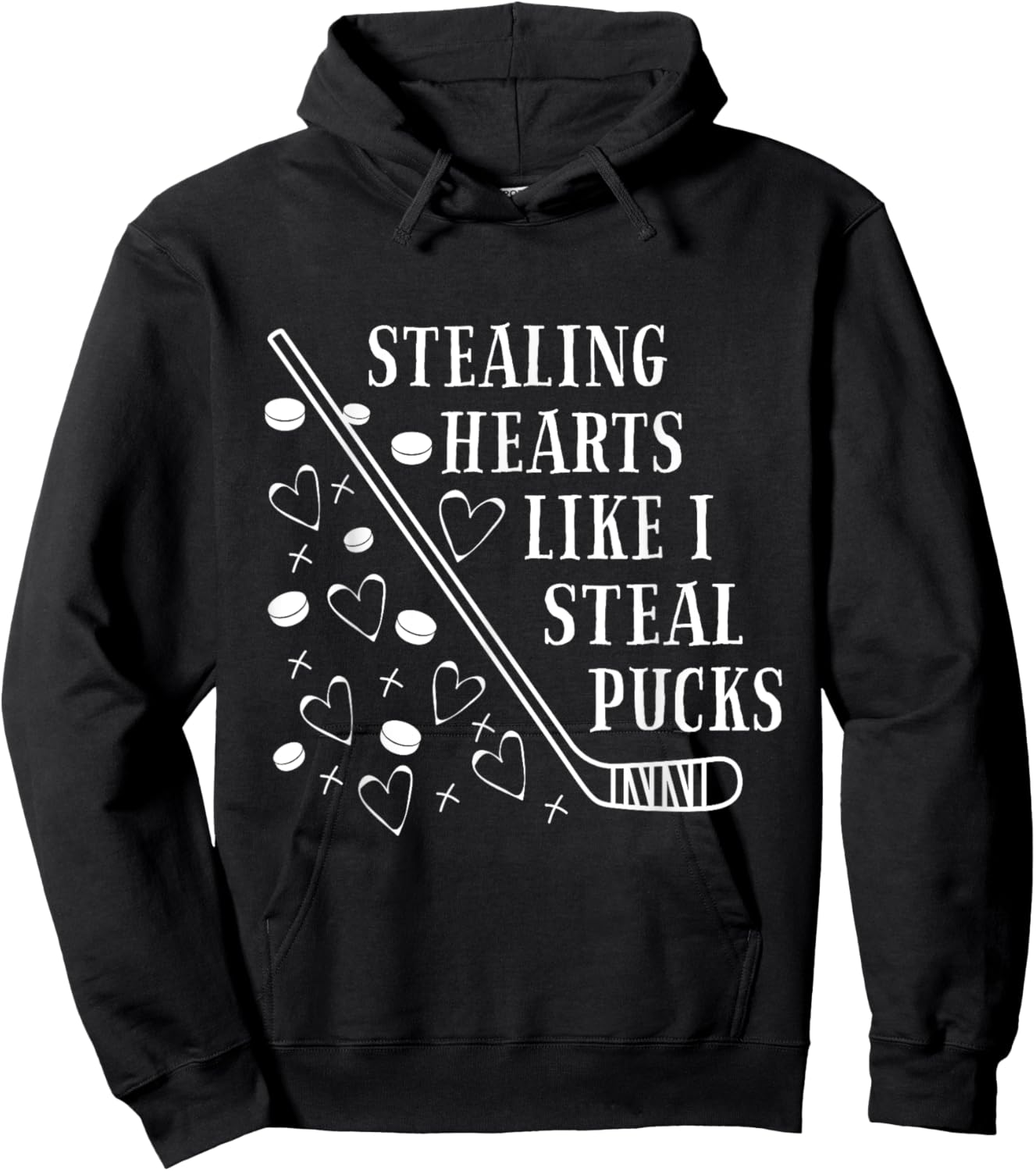 Stealing Heart Like I Steal Pucks Valentines Day Hockey kids Hoodie - Hoodie | Black