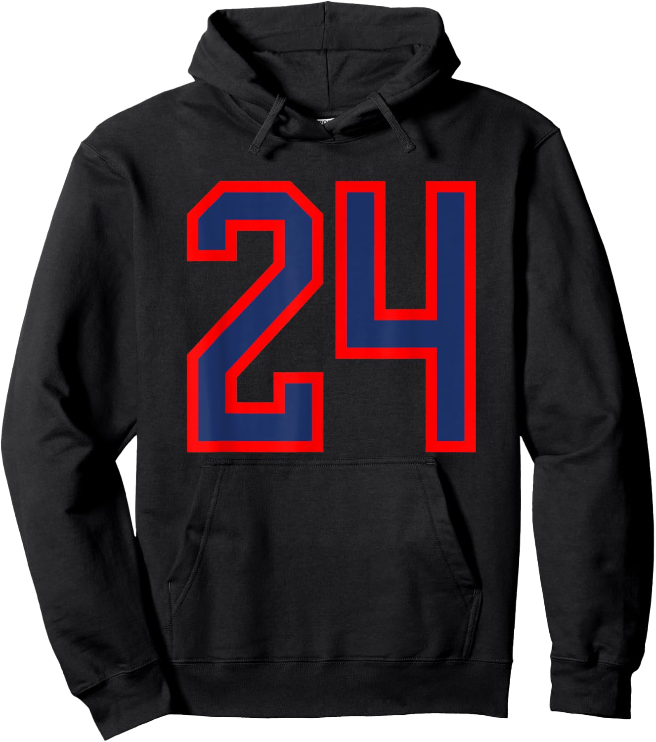 Jersey Number #24 Red Blue Sports Birthday Lucky Number 24 Hoodie - Hoodie | Black