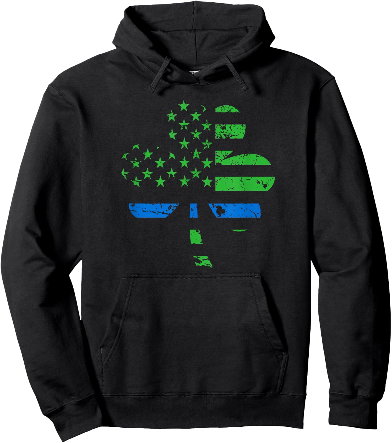 Shamrock USA Flag Thin Blue Line Police St. Patrick's Day Hoodie - Hoodie | Black