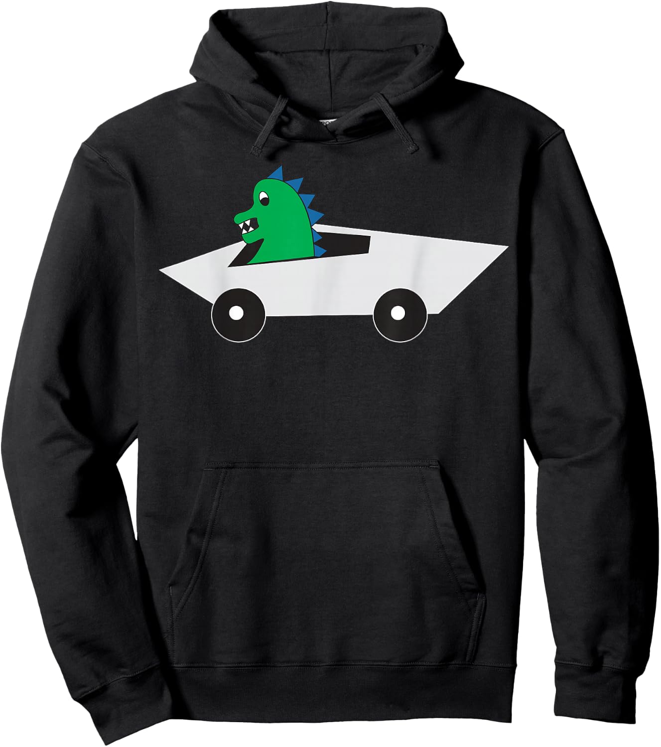 Dinosaur Driving Futuristic Electric Truck Hoodie - Hoodie | Black
