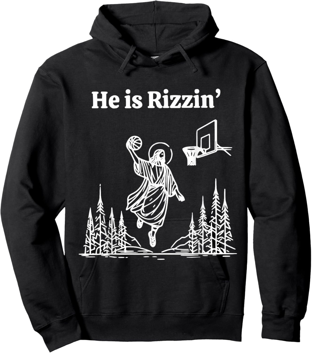 He Is Rizzing Jesus Slam Dunk Basketball Religious Hoodie - Hoodie | Black