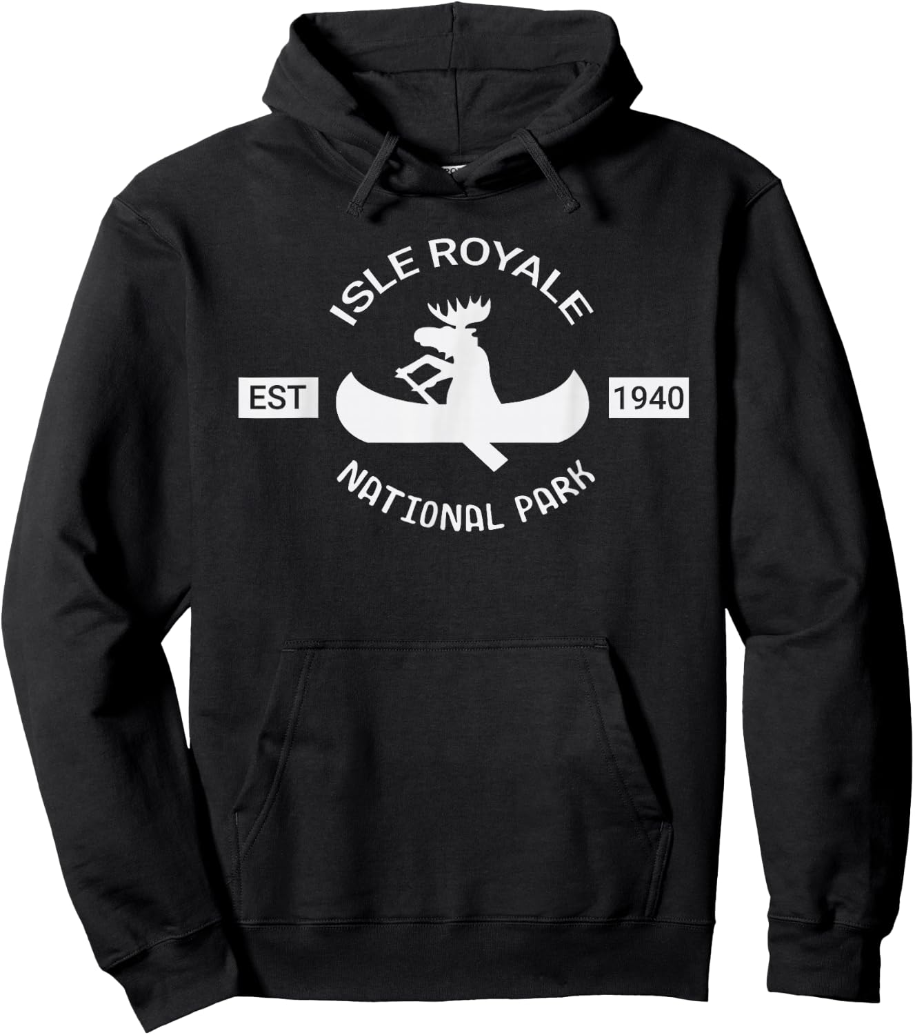 Michigan Shirt | Isle Royale National Park Moose Canoe Hoodie - Hoodie | Black