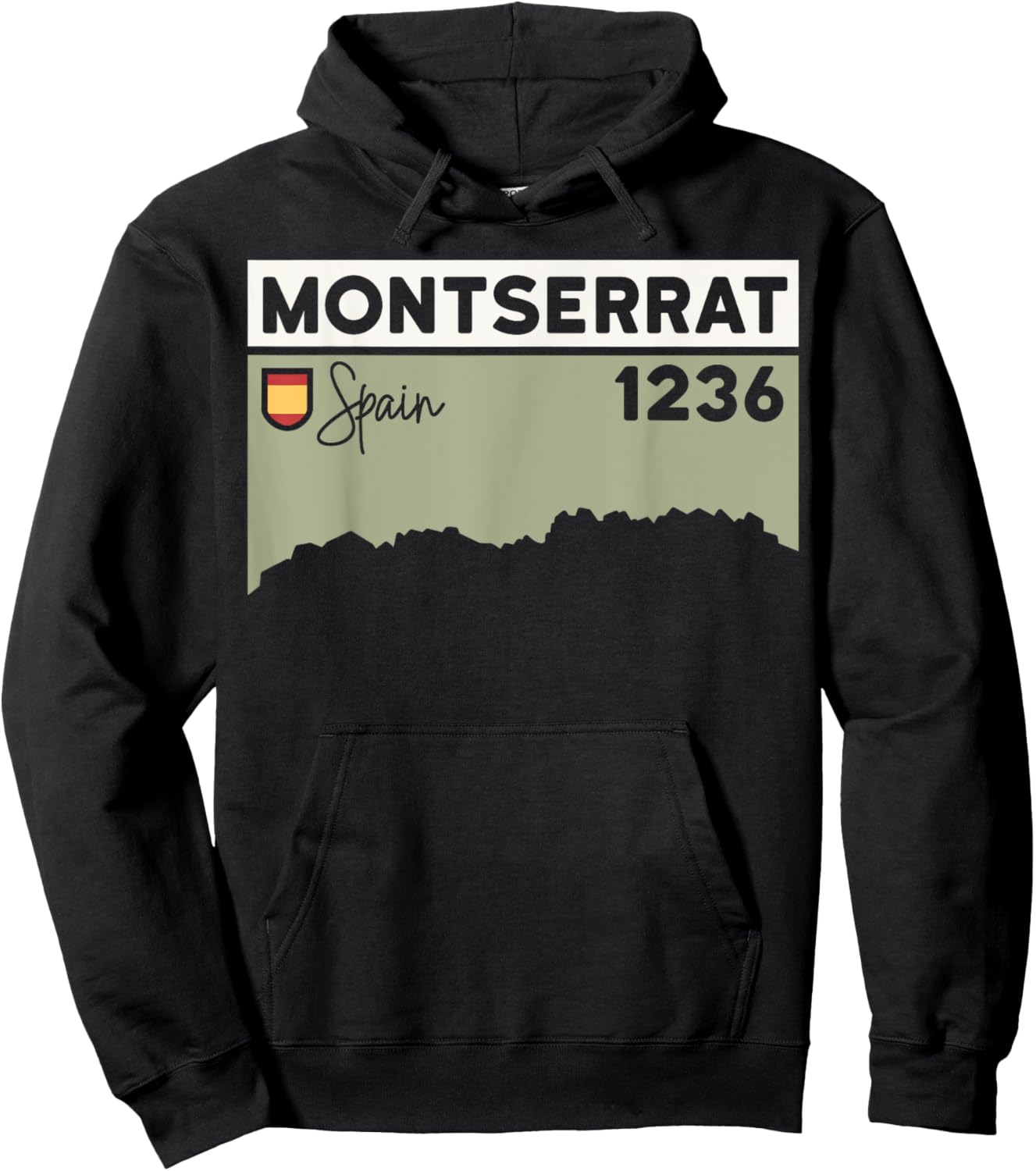 Montserrat Height Hike Monastery Barcelona Spain Hiking Hoodie - Hoodie | Black