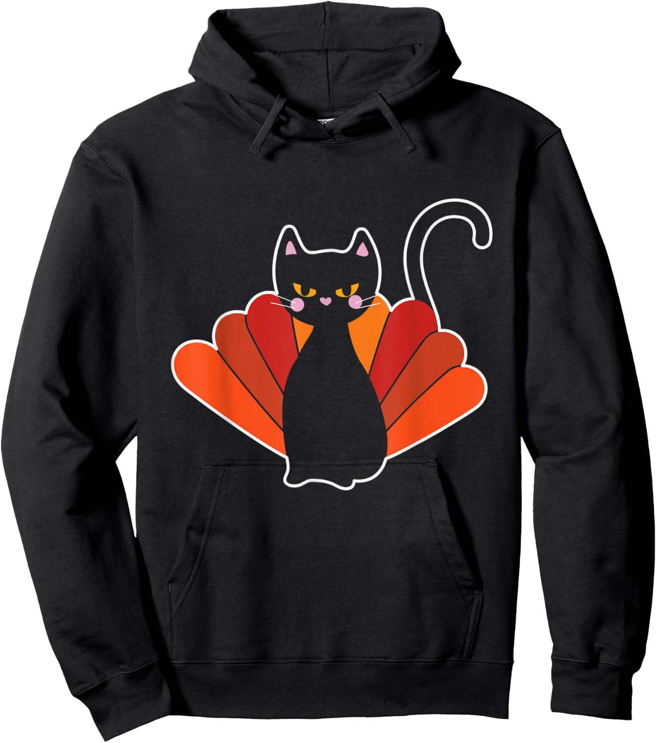 Thanksgiving Turkey Cat Kitten Thankful Hoodie - Hoodie | Black