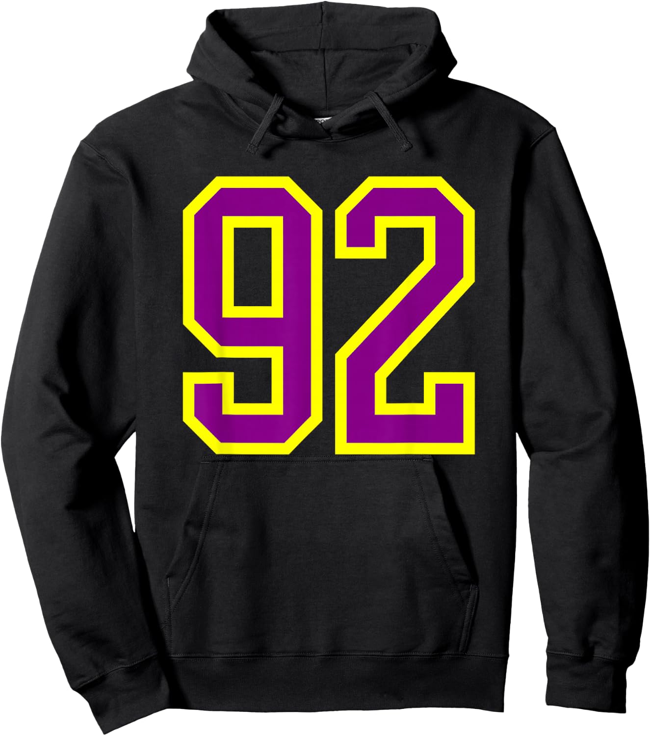 Purple Yellow Sports Team Number 92 Hoodie - Hoodie | Black