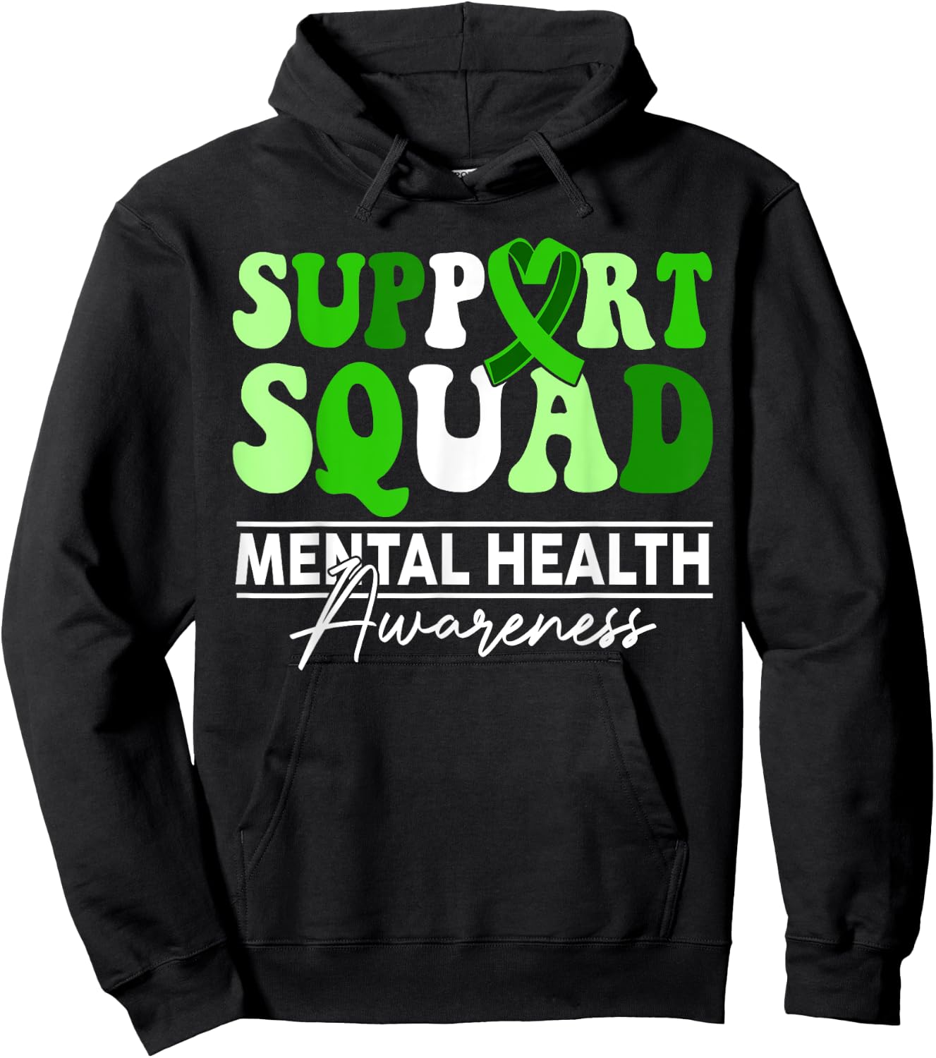 Support Squad Sunflower Hair Mental Health Awareness Hoodie - Hoodie | Black