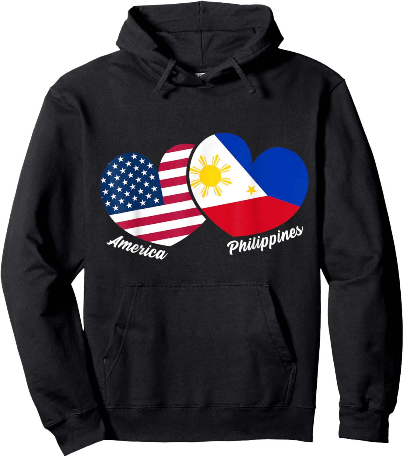 America Philippines Flag Heart American Filipino Pinoy Hoodie - Hoodie | Black