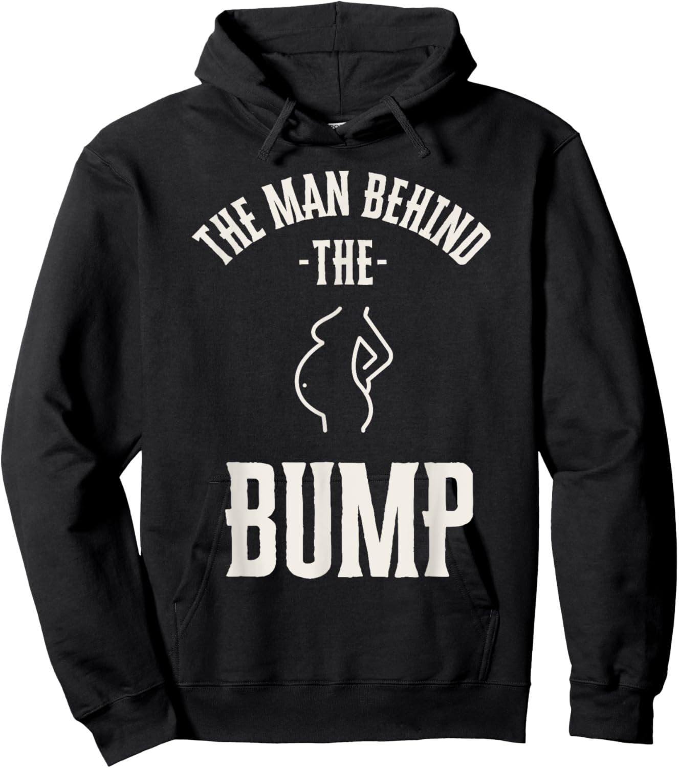 Man behind the Bump Funny Baby Shower Theme Funny Hoodie - Hoodie | Black