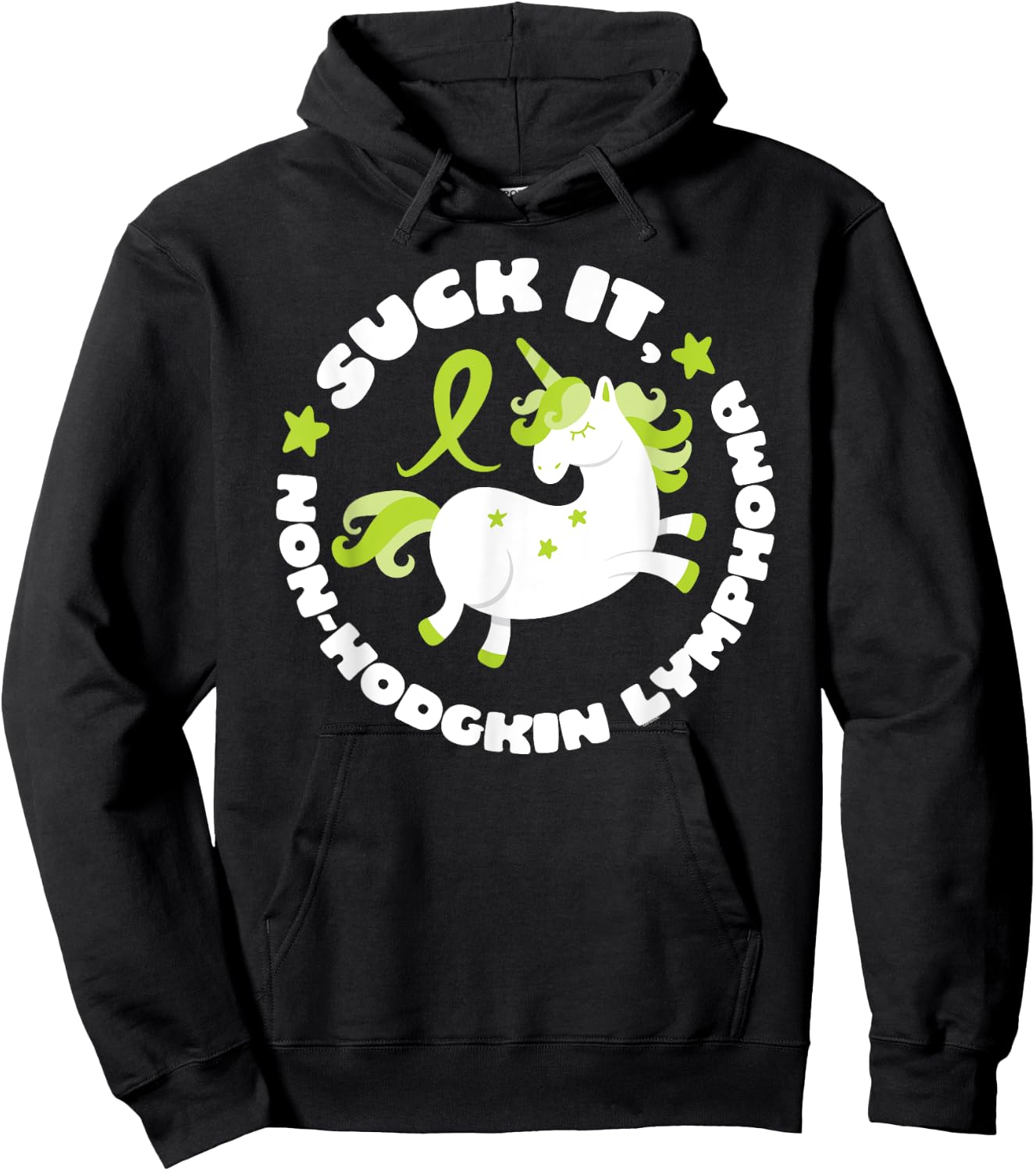 Suck It Non-Hodgkin Lymphoma Funny Quote with Unicorn Hoodie - Hoodie | Black