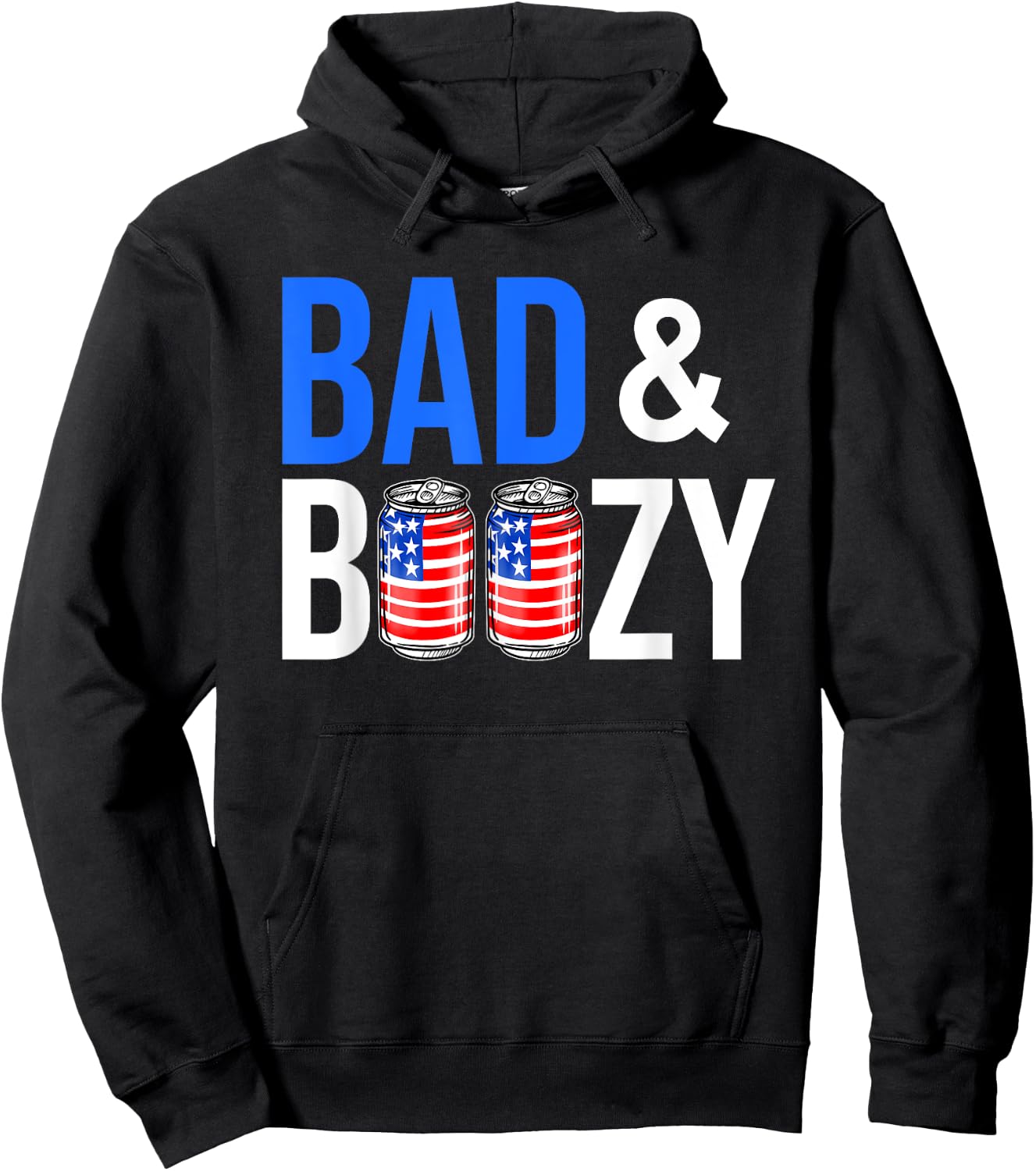 Bad & Boozy Red White And Blue Beer Bong Shots American Flag Women Men Hoodie - Hoodie | Black