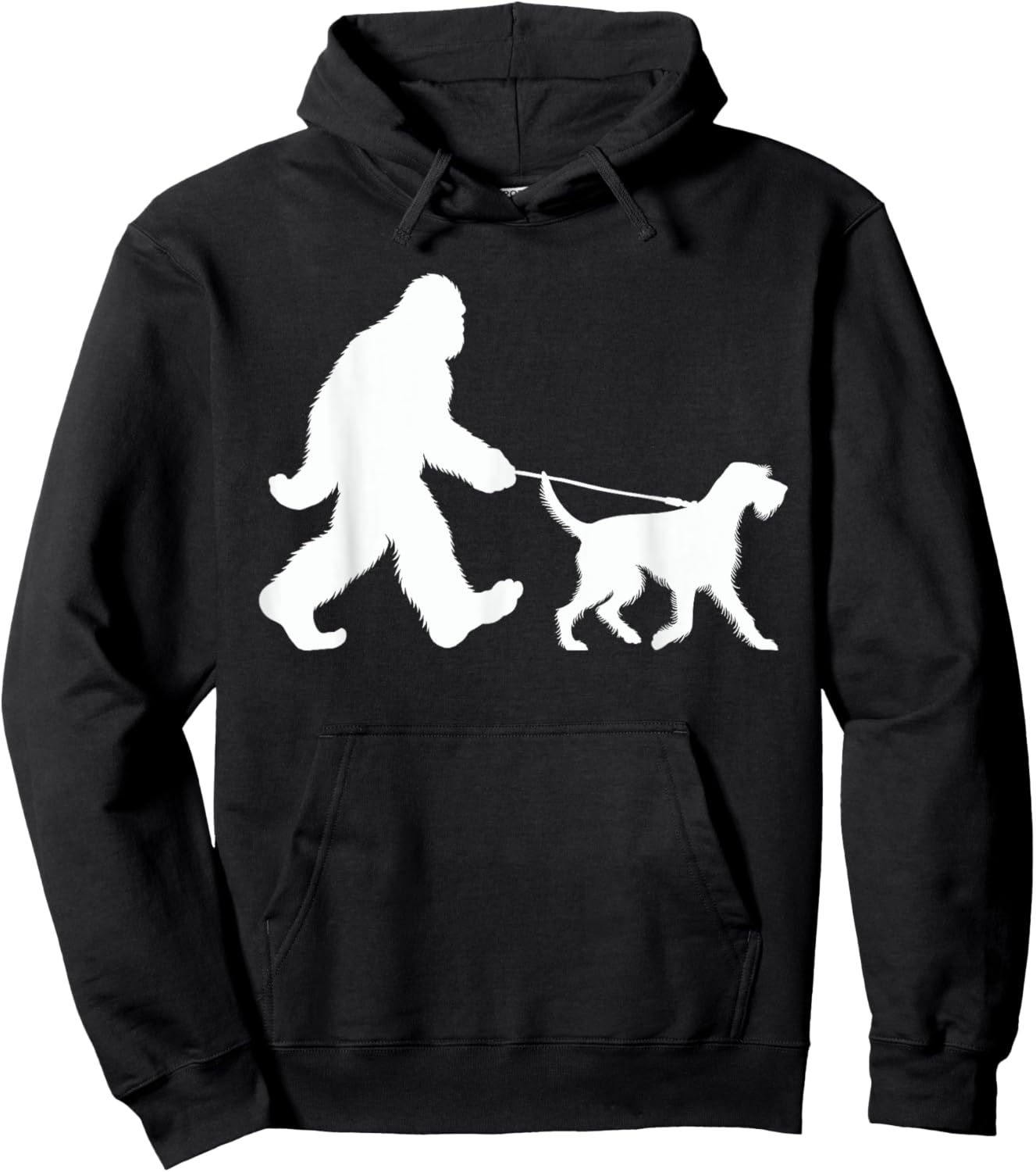 Bigfoot Walking a Dog Funny German Wirehaired Pointer Lovers Hoodie - Hoodie | Black