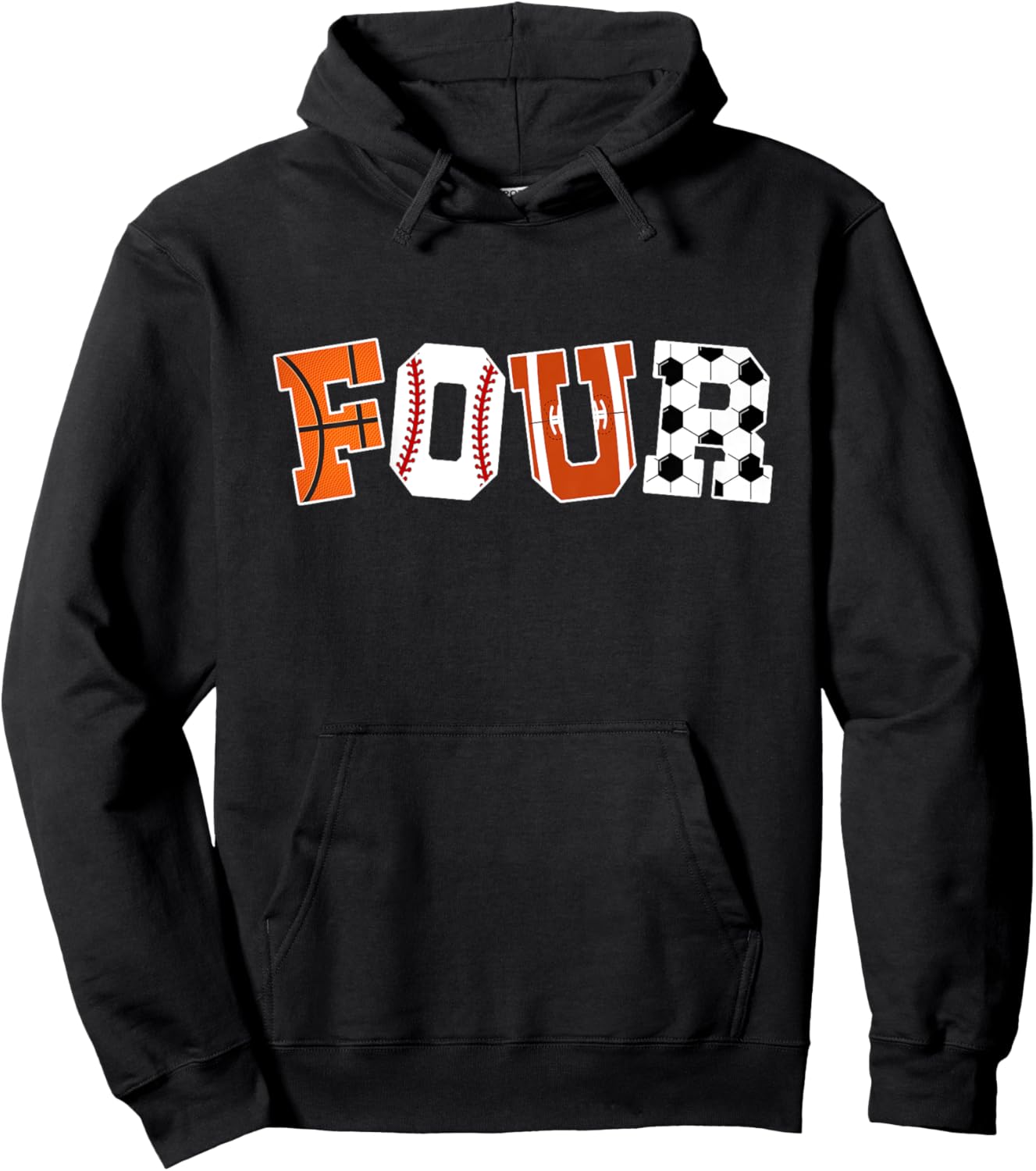 Kids 4th Birthday Sports Birthday Party 4 Year Old Boy Hoodie - Hoodie | Black
