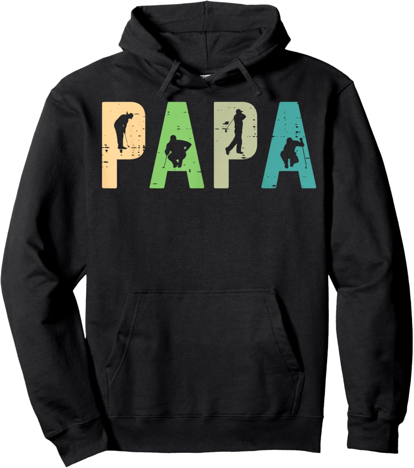 Papa Golf Silhouette Cool Golfing Sport Golfer Dad Daddy Men Hoodie - Hoodie | Black