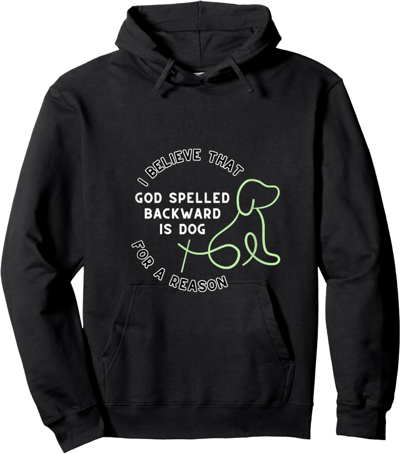 God Spelled Backward is Dog Outlined Hoodie - Hoodie | Black