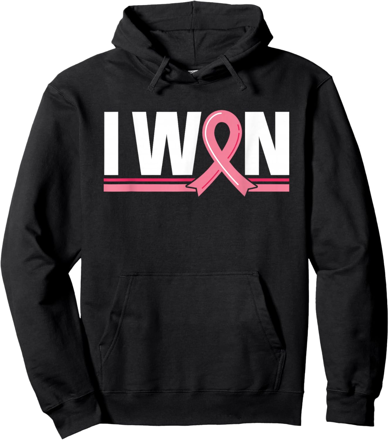 I Won Pink Support Fight Awareness Breast Cancer Hoodie - Hoodie | Black