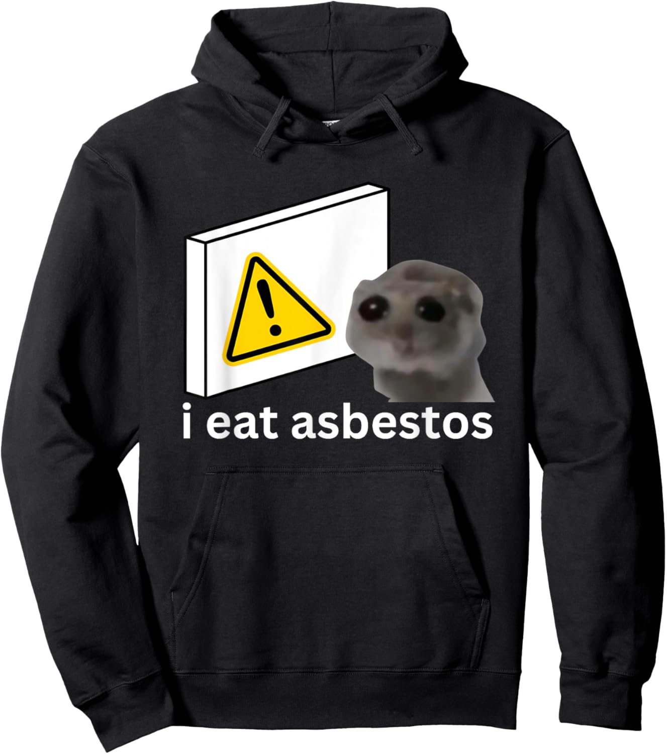 I Eat Asbestos Funny Cursed Sad Hamster Meme Hoodie - Hoodie | Black