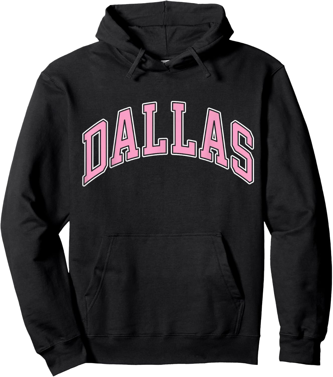 Dallas Texas TX Varsity Style Pink Text Hoodie - Hoodie | Black