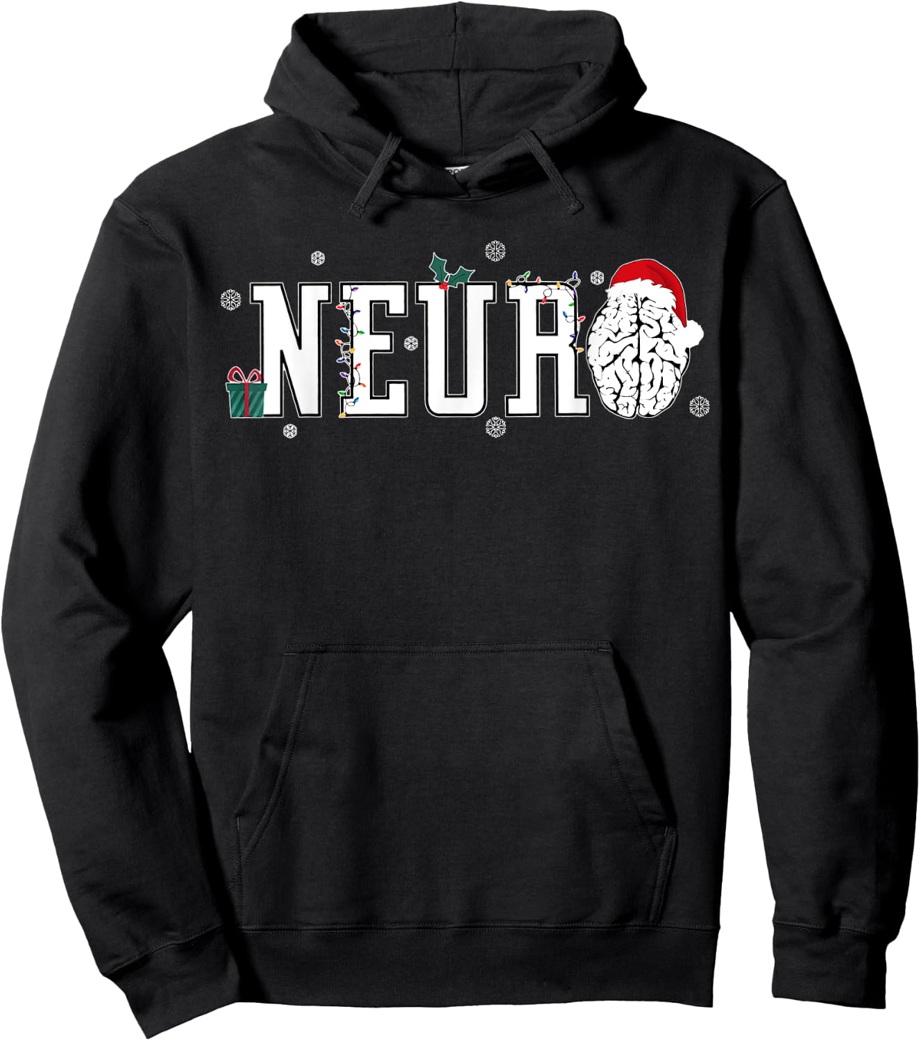 Neuro Nurse Brain Santa Hat Neuroscience Nursing Christmas Hoodie - Hoodie | Black