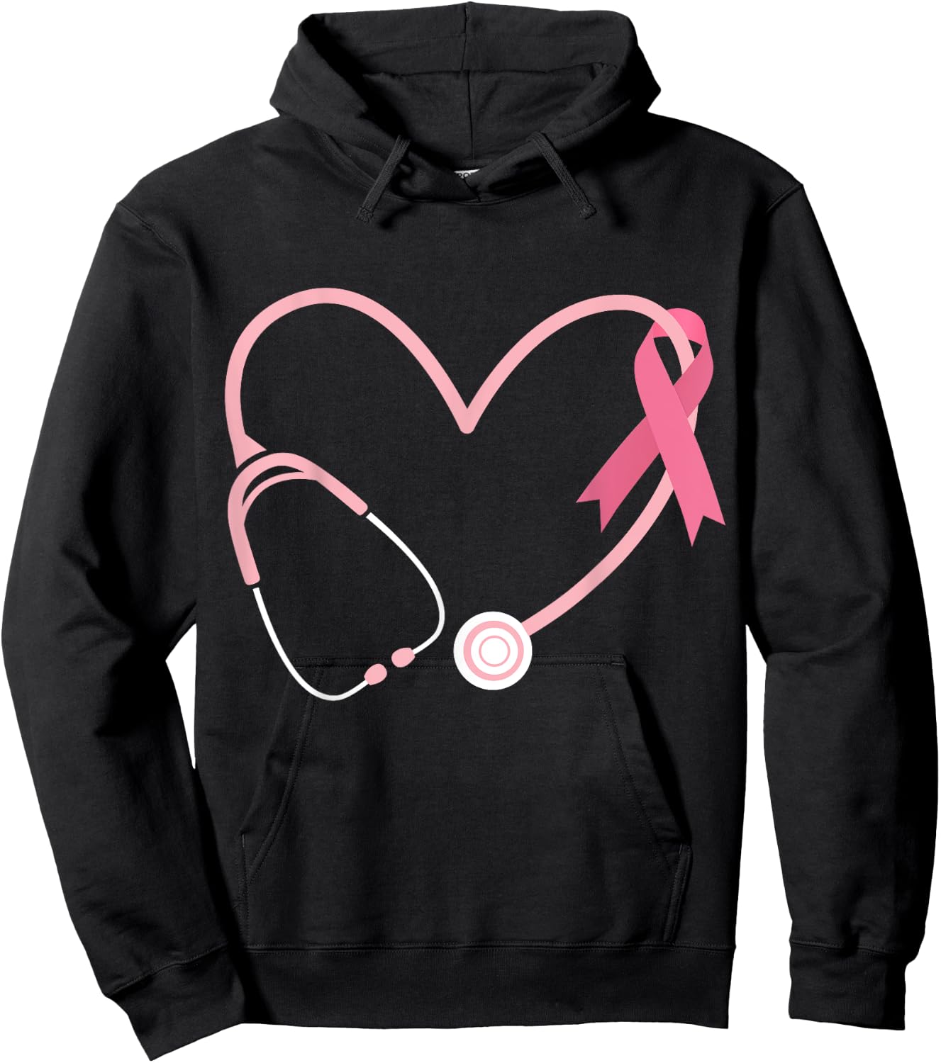Doctor Nurse Heart Love Pink Ribbon Cute Breast Cancer Gifts Hoodie - Hoodie | Black